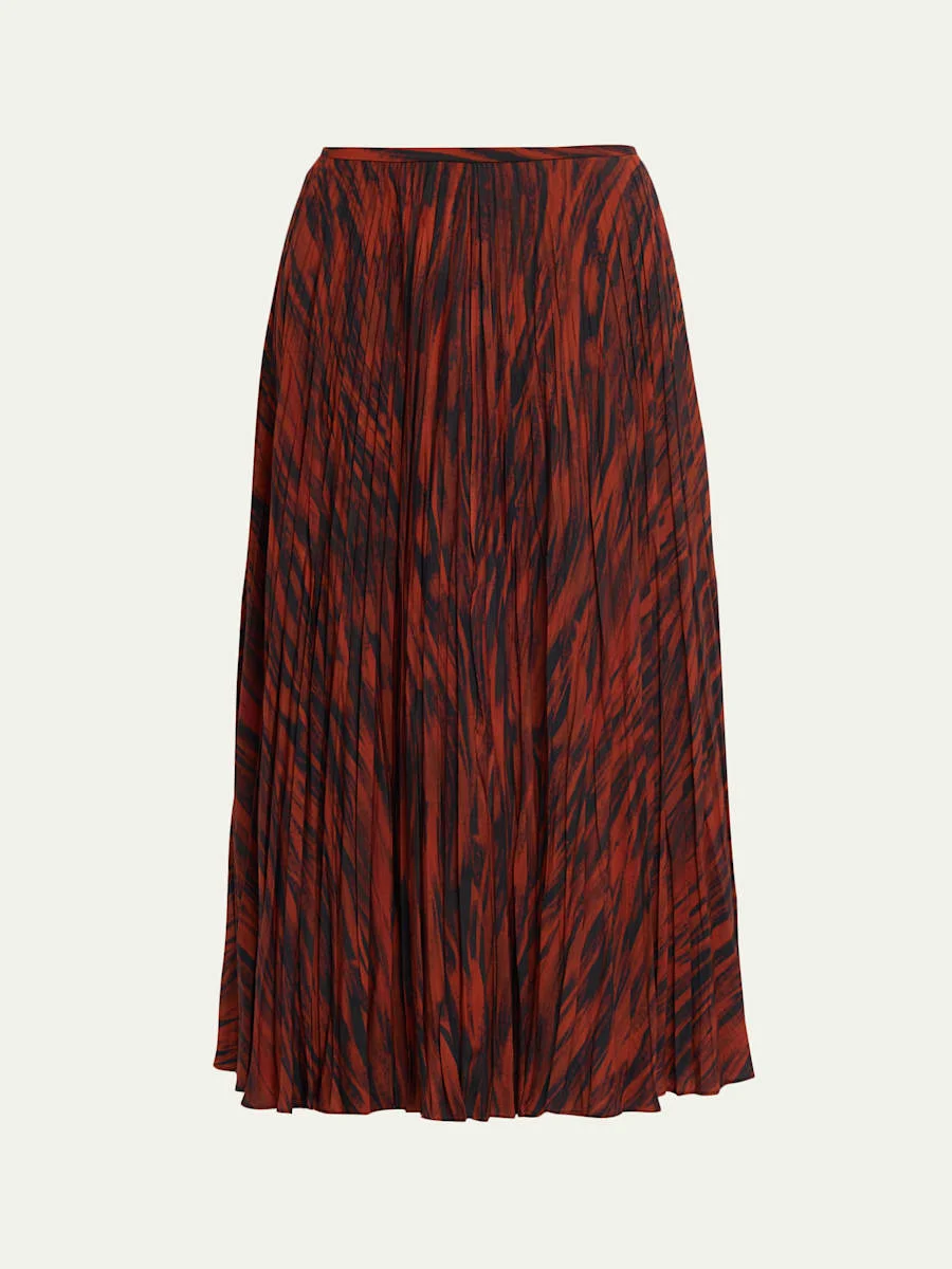 Runa Printed Twill Midi Skirt - 1