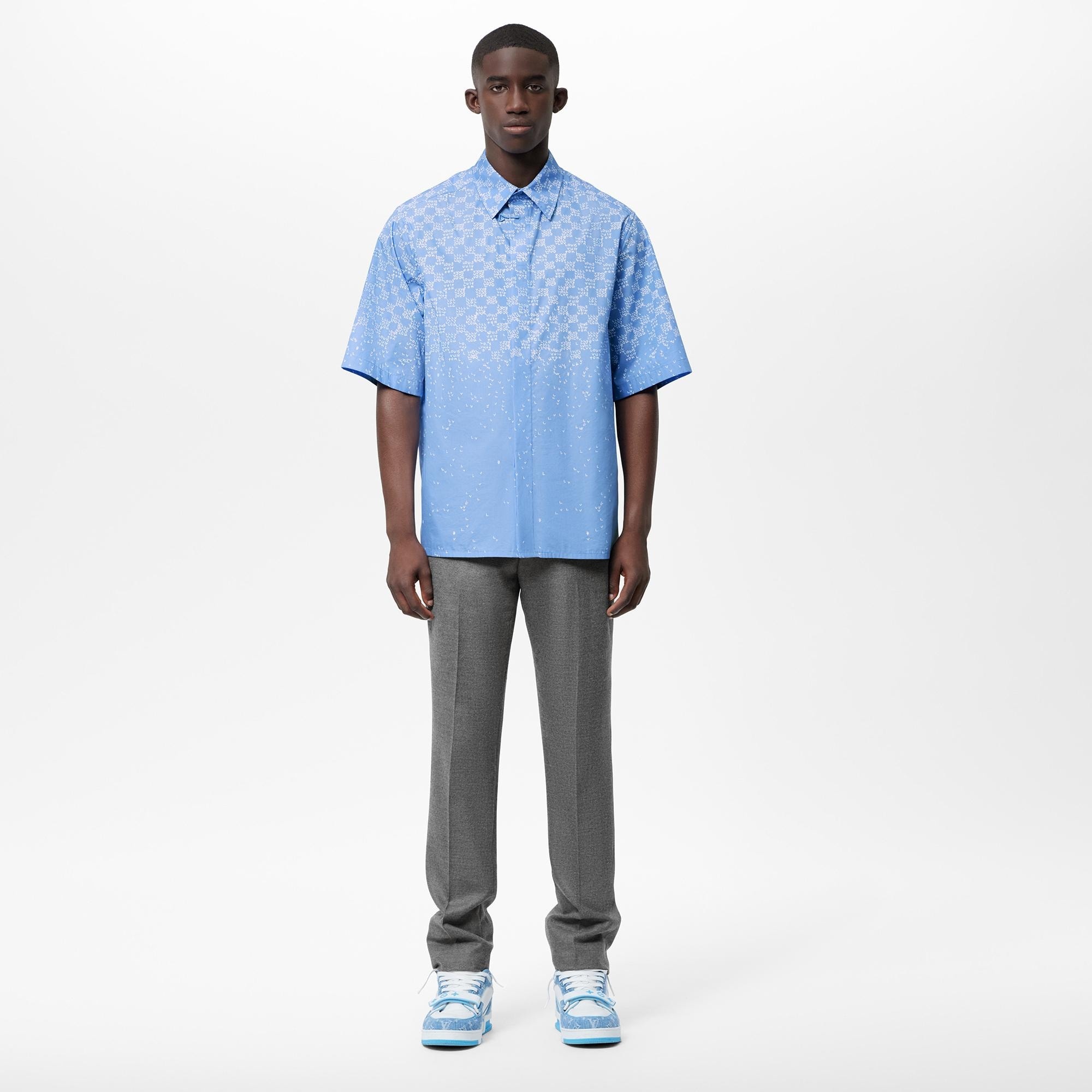 Damier Spread Short-Sleeved Hook Detail Shirt - 2