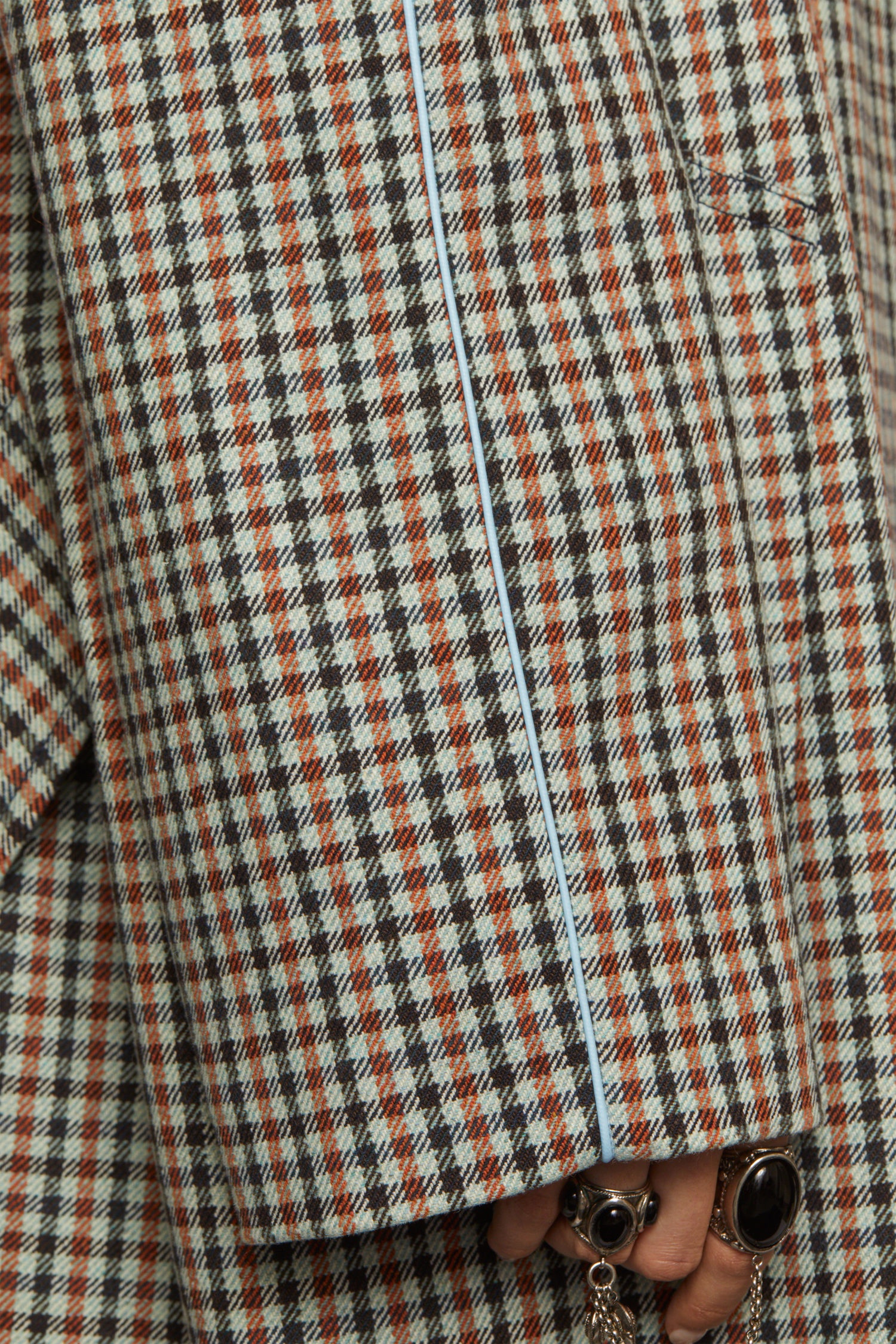 Checked wool coat light blue/orange - 6