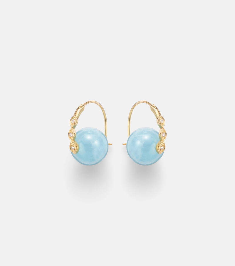 14kt gold (585/1000) earrings with diamonds and aquamarines 1