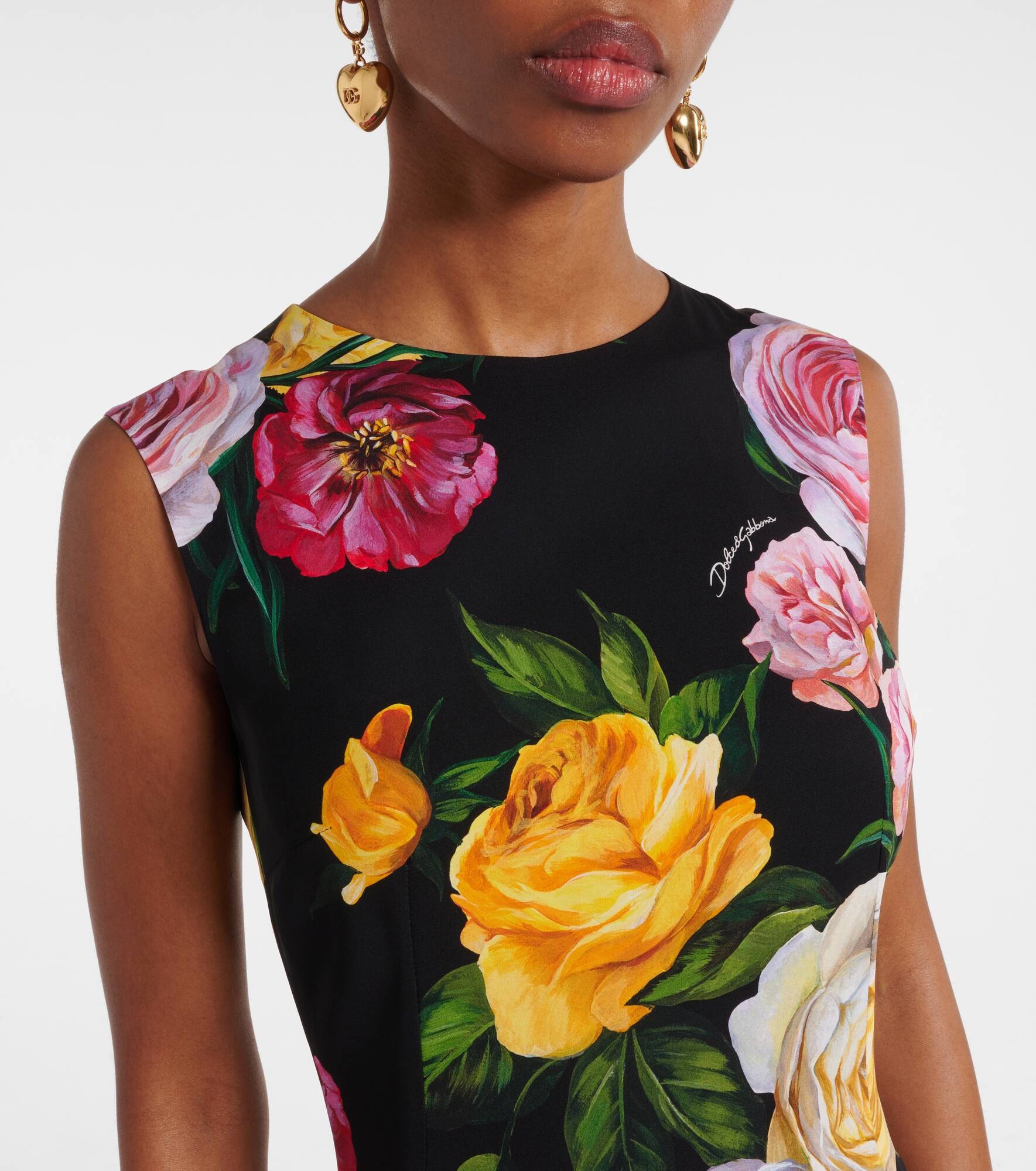 Floral silk-blend midi dress - 4