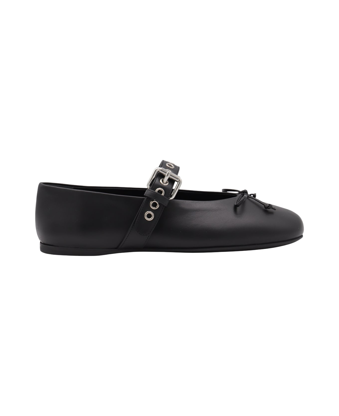 Black Leather Flats - 1