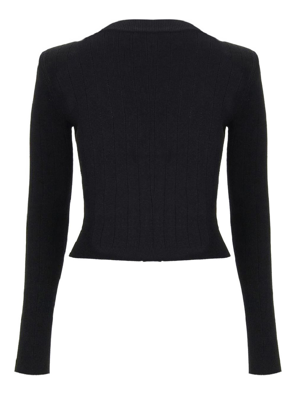 ribbed gold-button cardigan - 2
