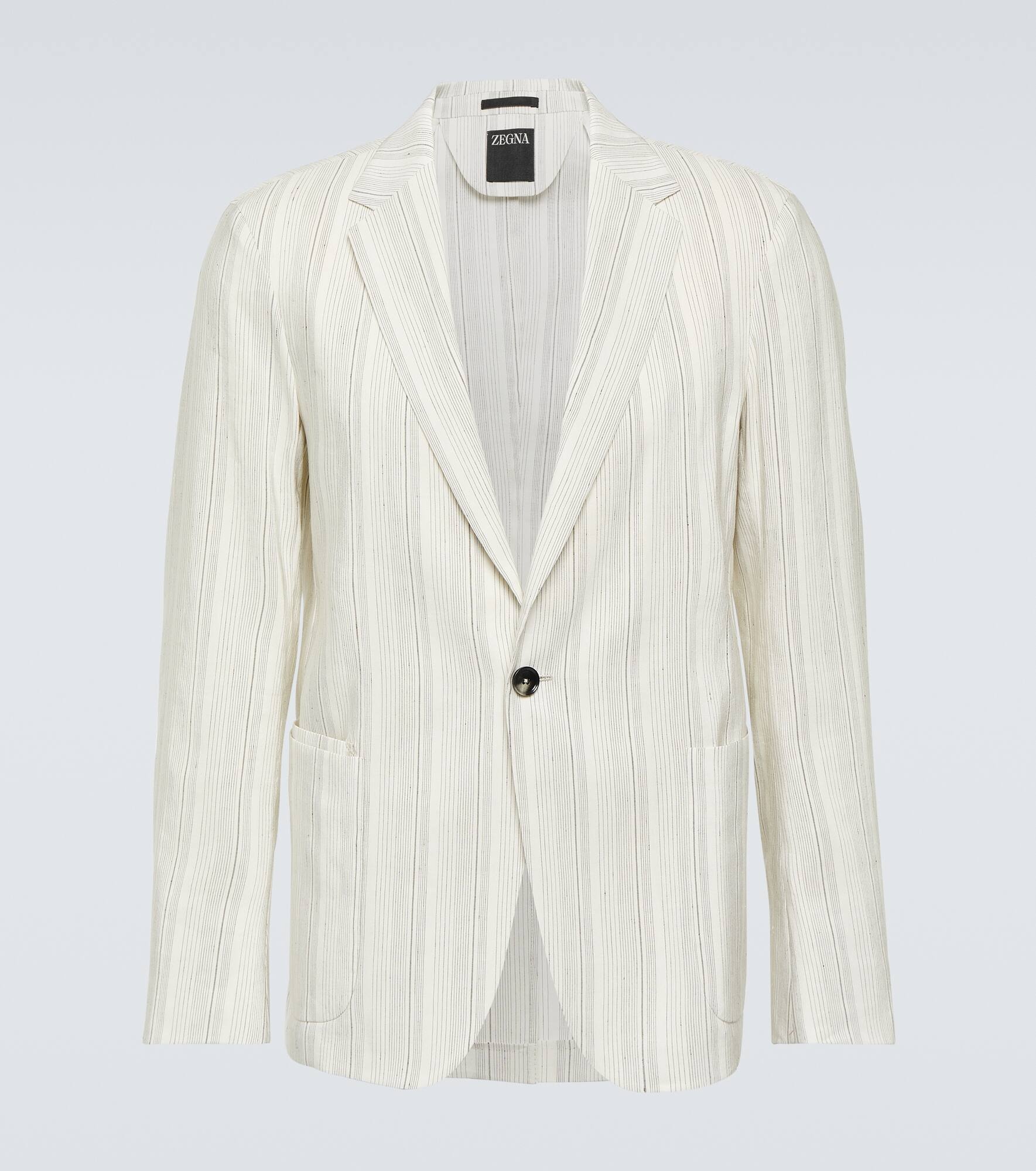 Chalk stripe linen and silk jacket - 1