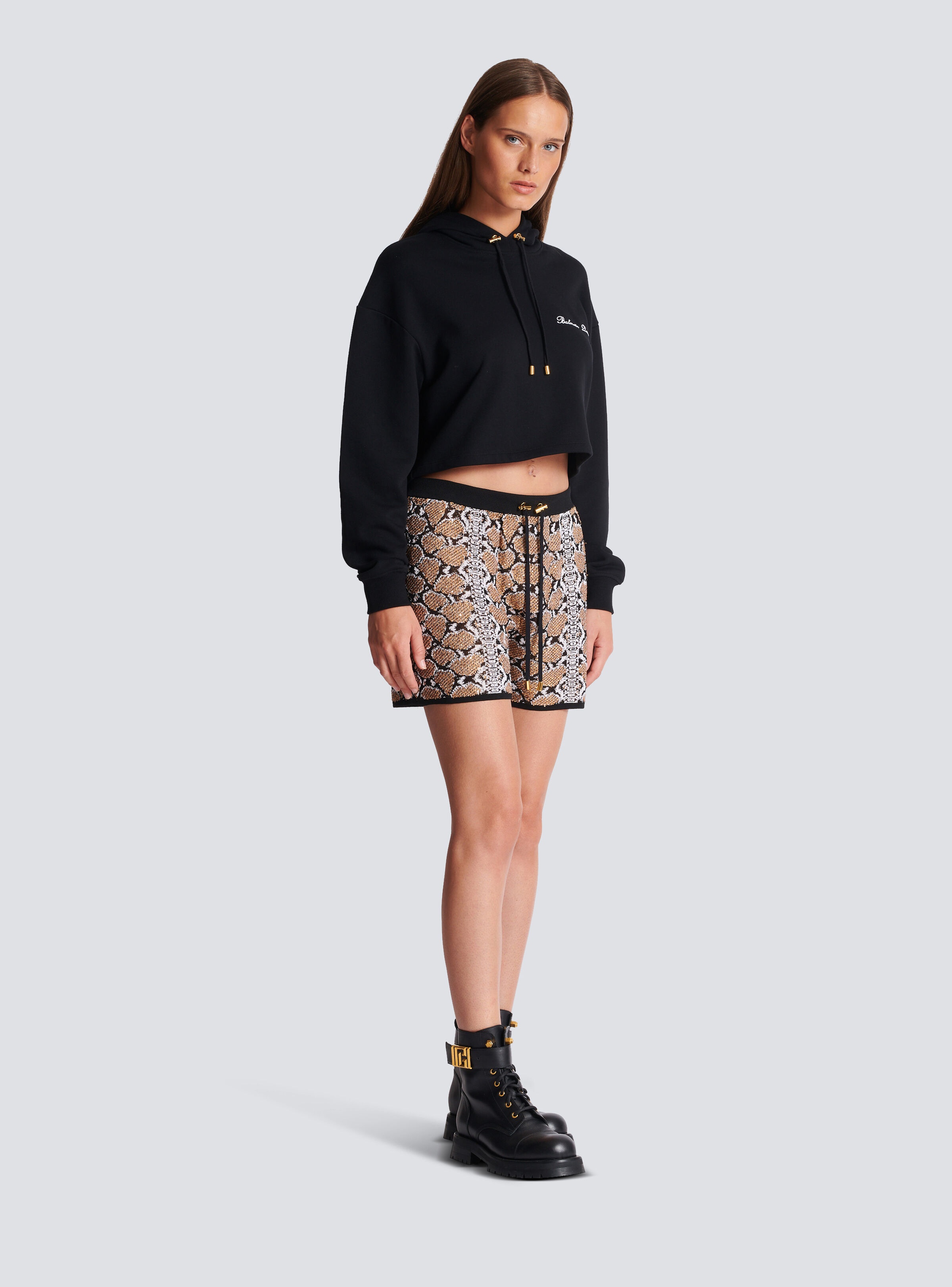 Snakeskin knit shorts - 3