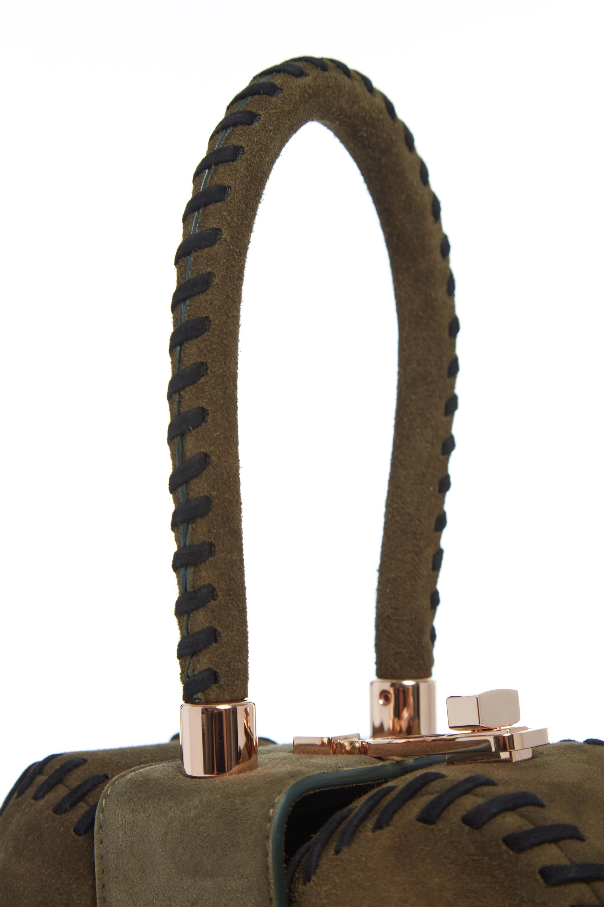 Whipstitch Demi Bag in Olive Suede - 4
