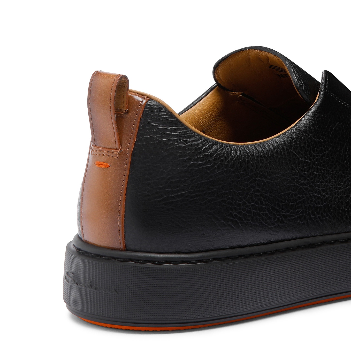 Men's black tumbled leather slip-on sneaker - 6