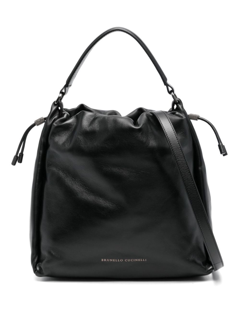 Soft leather bucket bag with precious details - 1