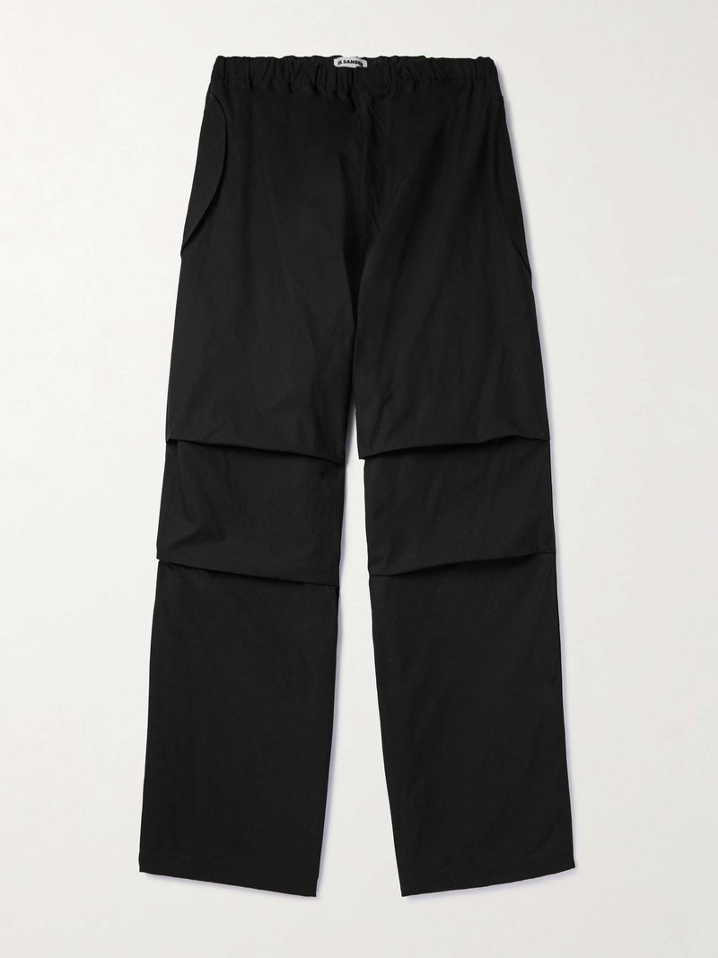 Wide-Leg Pleated Cotton Trousers 1