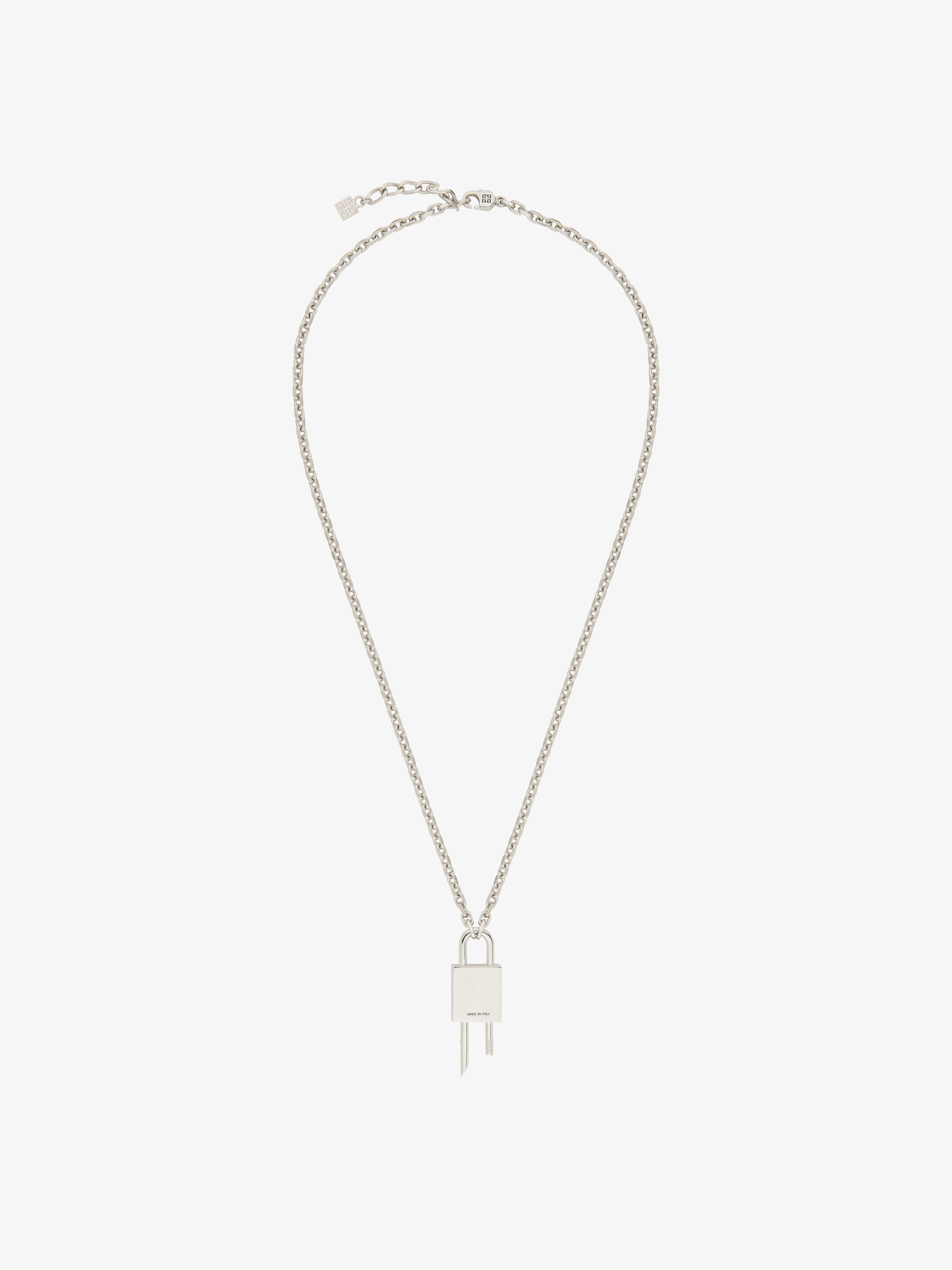 MINI LOCK NECKLACE IN METAL WITH CRYSTAL - 2