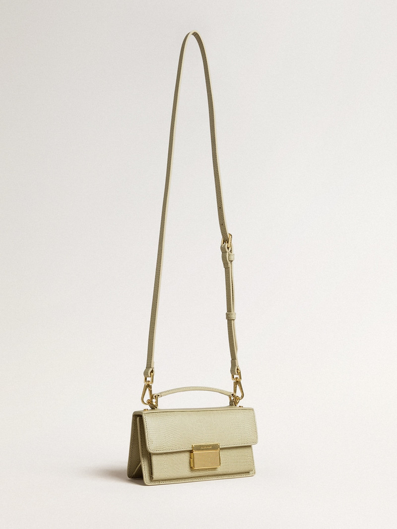 Golden Goose Small Venezia Bag in light green python-print leather with gold details outlook