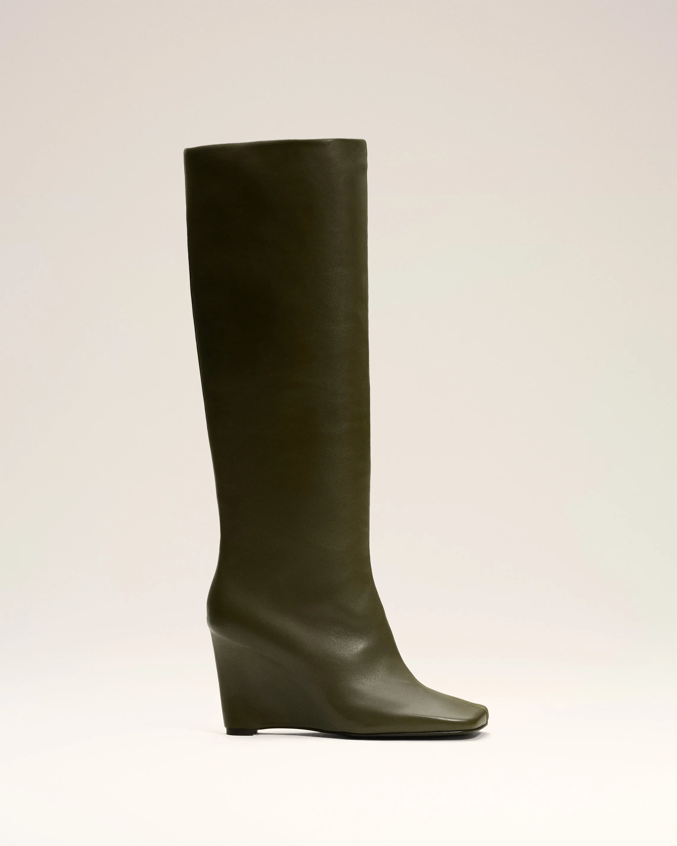 GREEN LEATHER BICOLOR KNEE HIGH BOOTS - 1