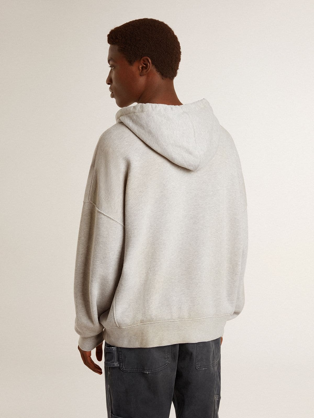 Hooded sweatshirt in worn gray with embroidered vintage logo - 4