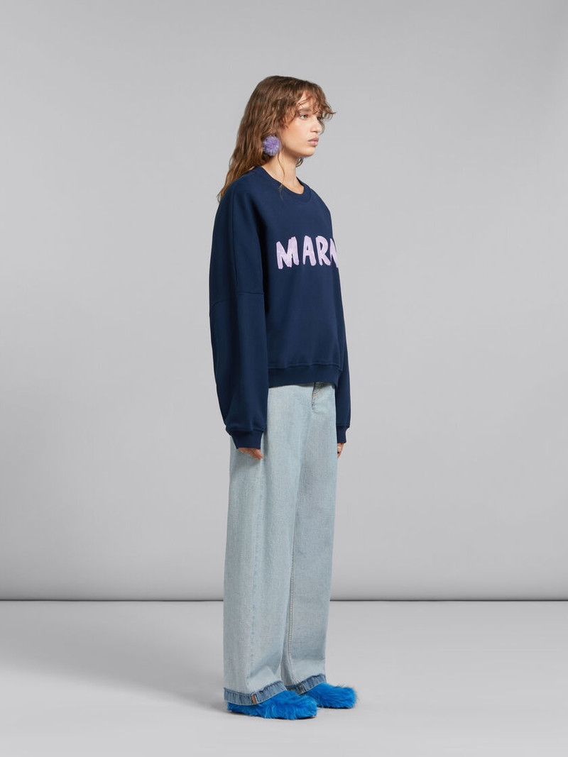 BLUE BIO COTTON SWEATSHIRT WITH MARNI PRINT 5