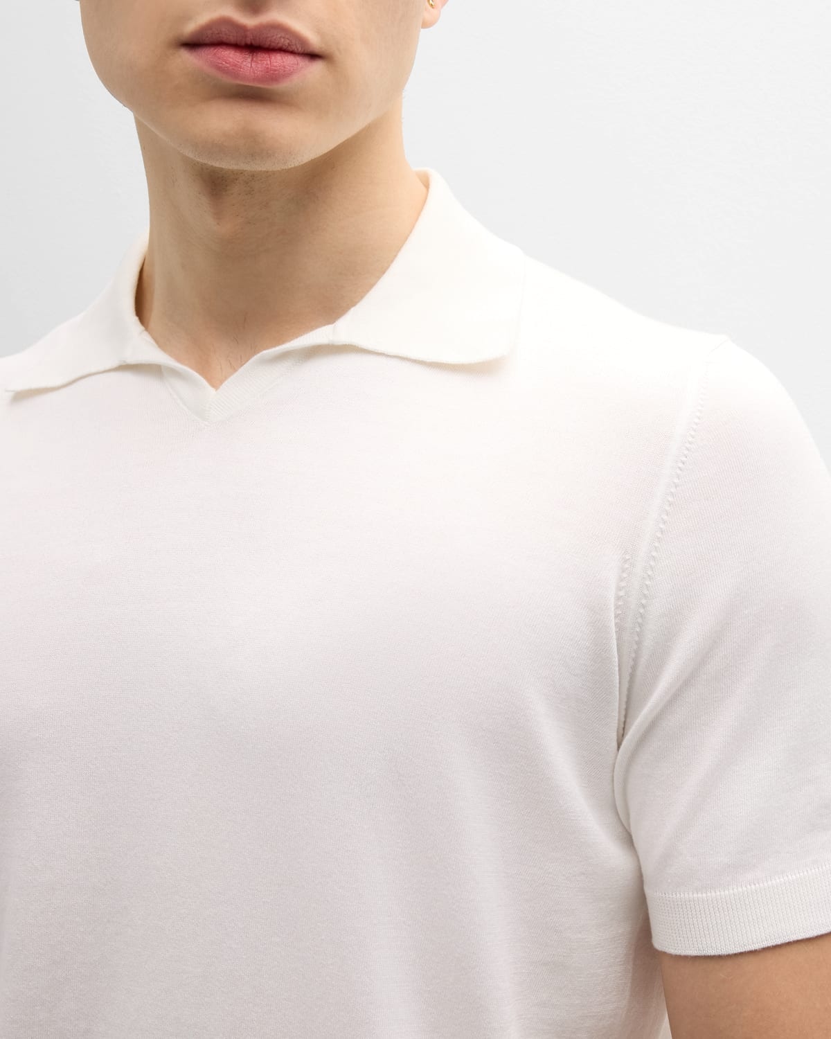 Men's Cotton Knit Johnny Collar Polo Shirt - 5