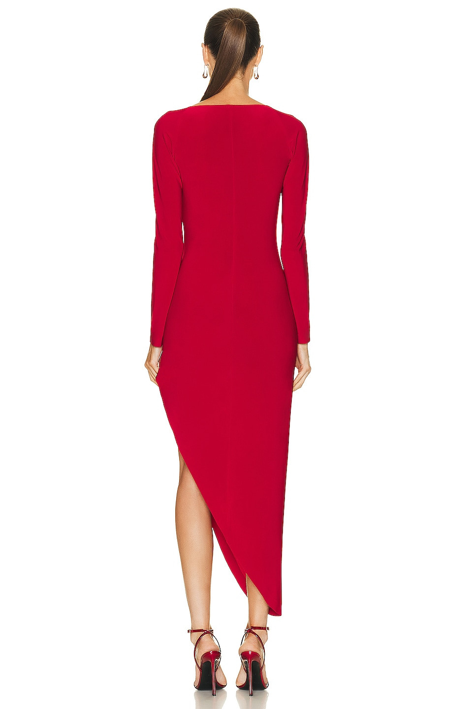 Long Sleeve Sweetheart Side Drape Gown - 4
