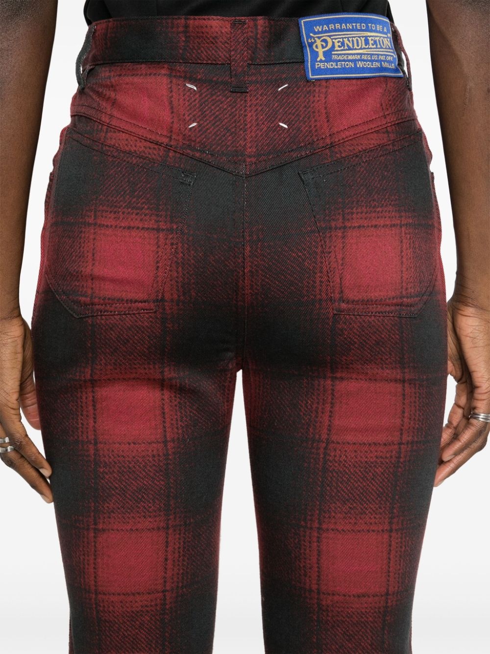 tartan-check tapered trousers - 5