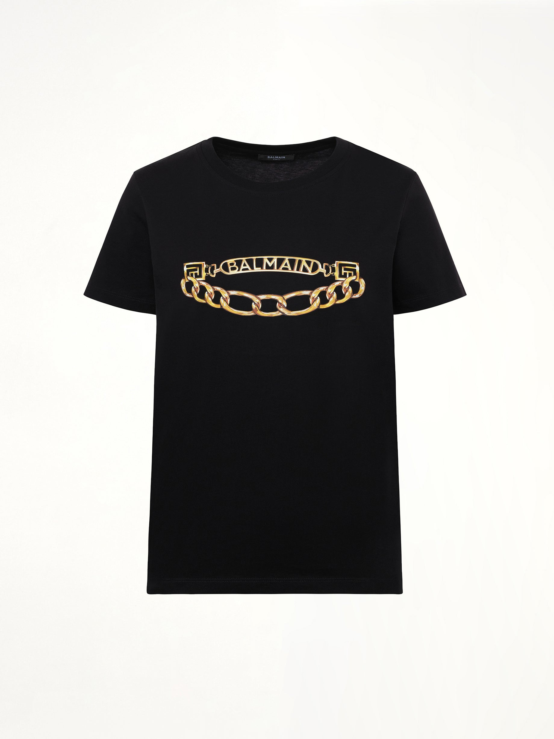 Balmain Chains Printed T-Shirt in Black/Gold - 2