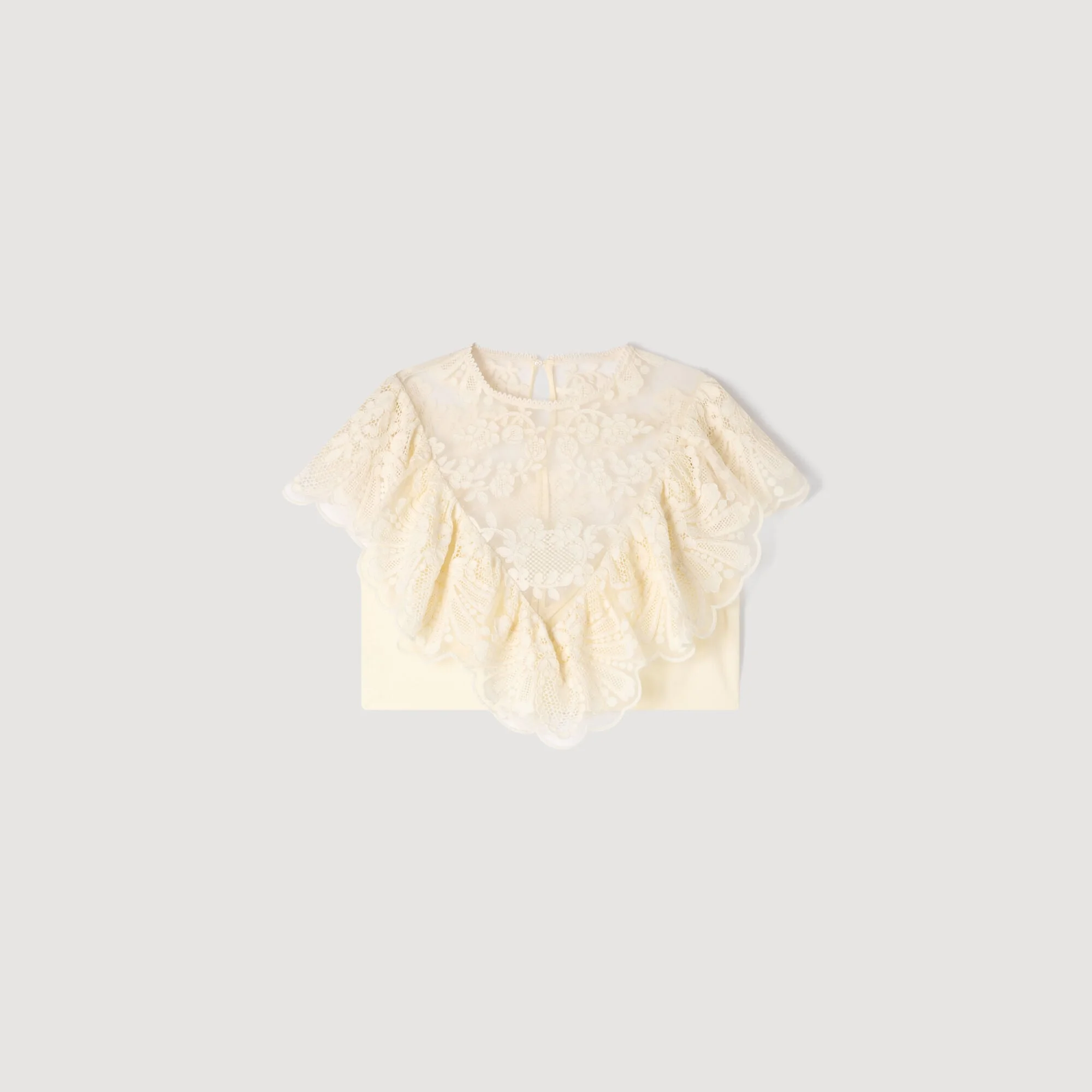 FLORAL GUIPURE CROP TOP - 1