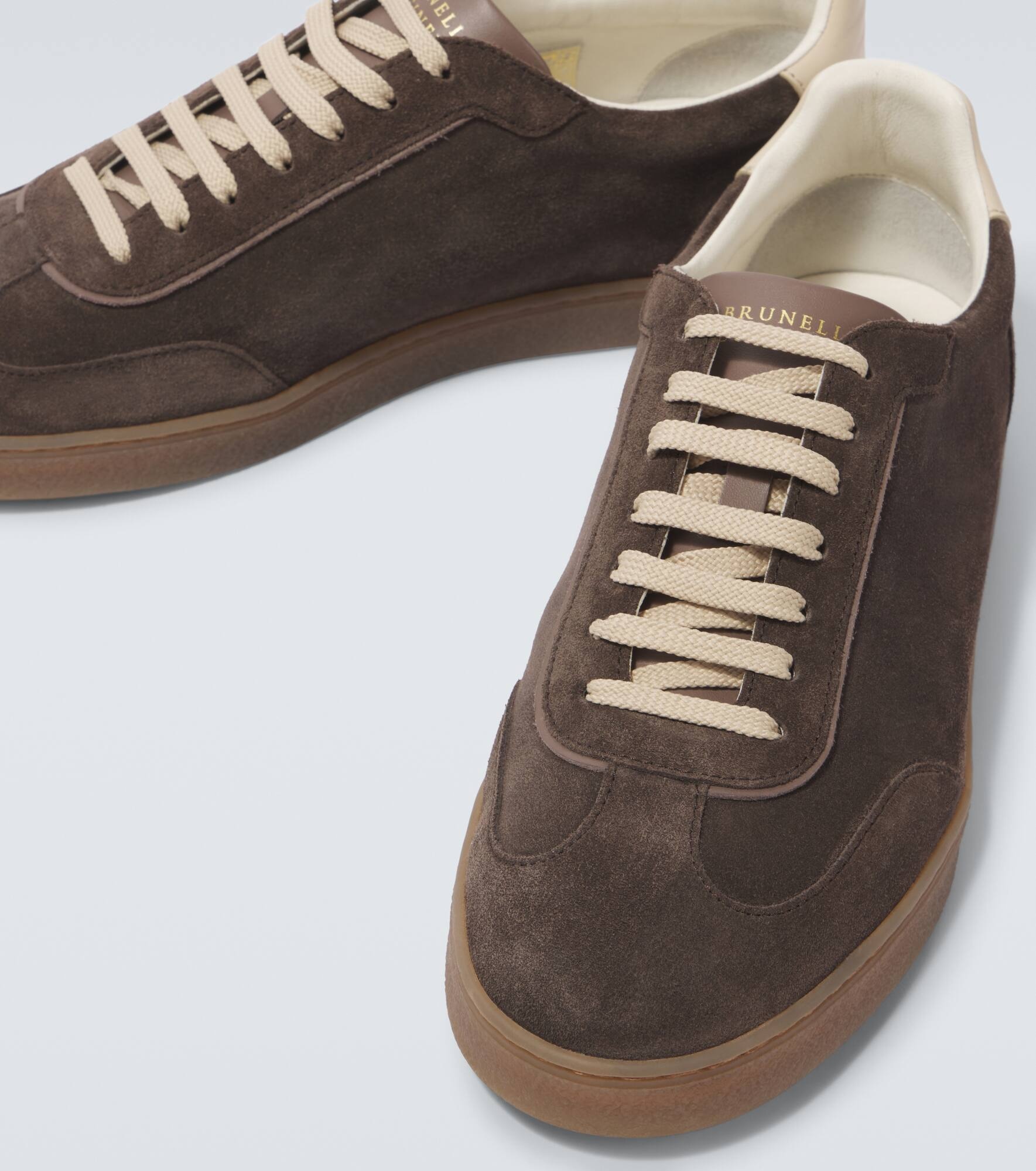 Leather-trimmed suede sneakers - 3