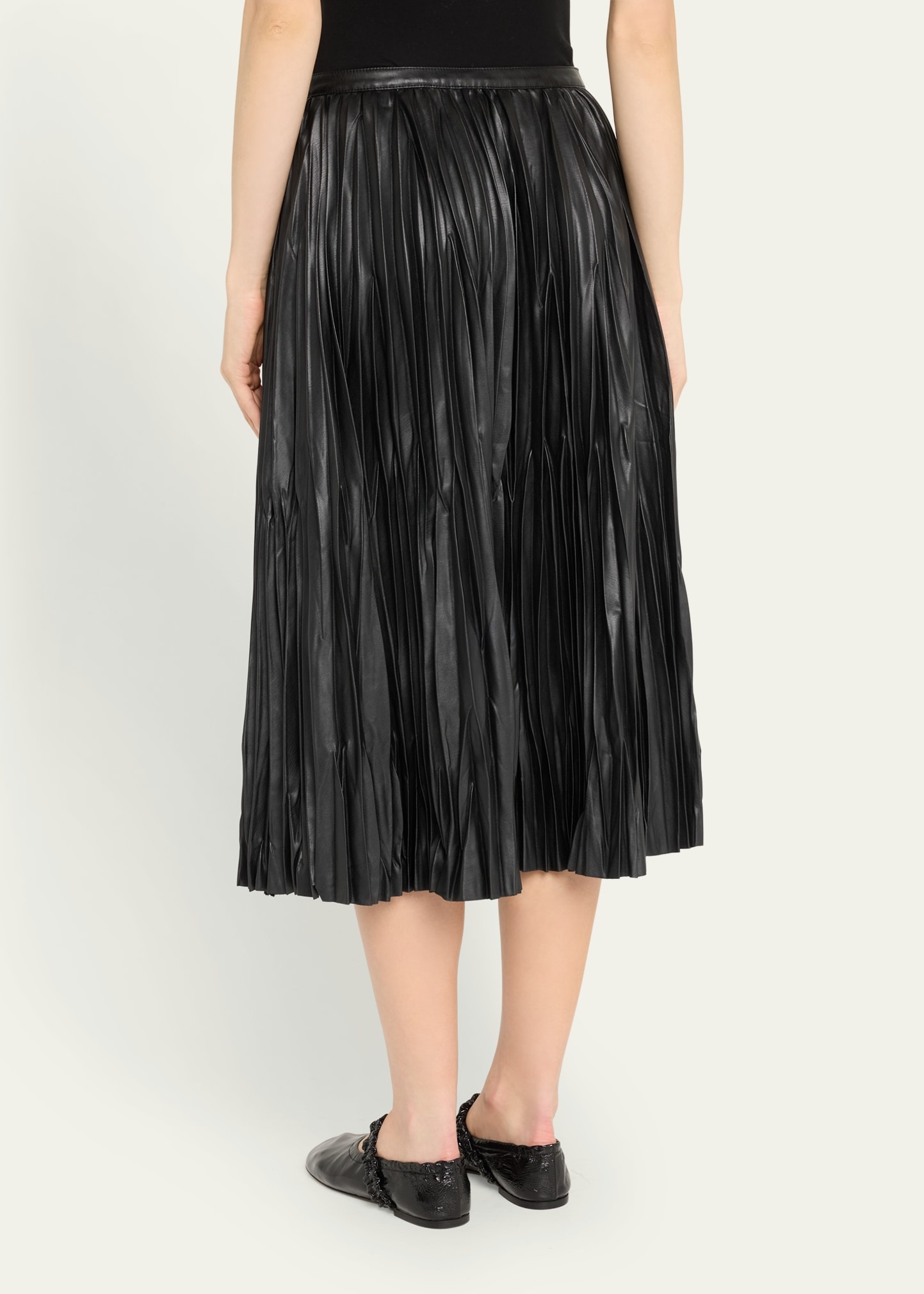 Rosalyn Pleated Faux-Leather Skirt - 3