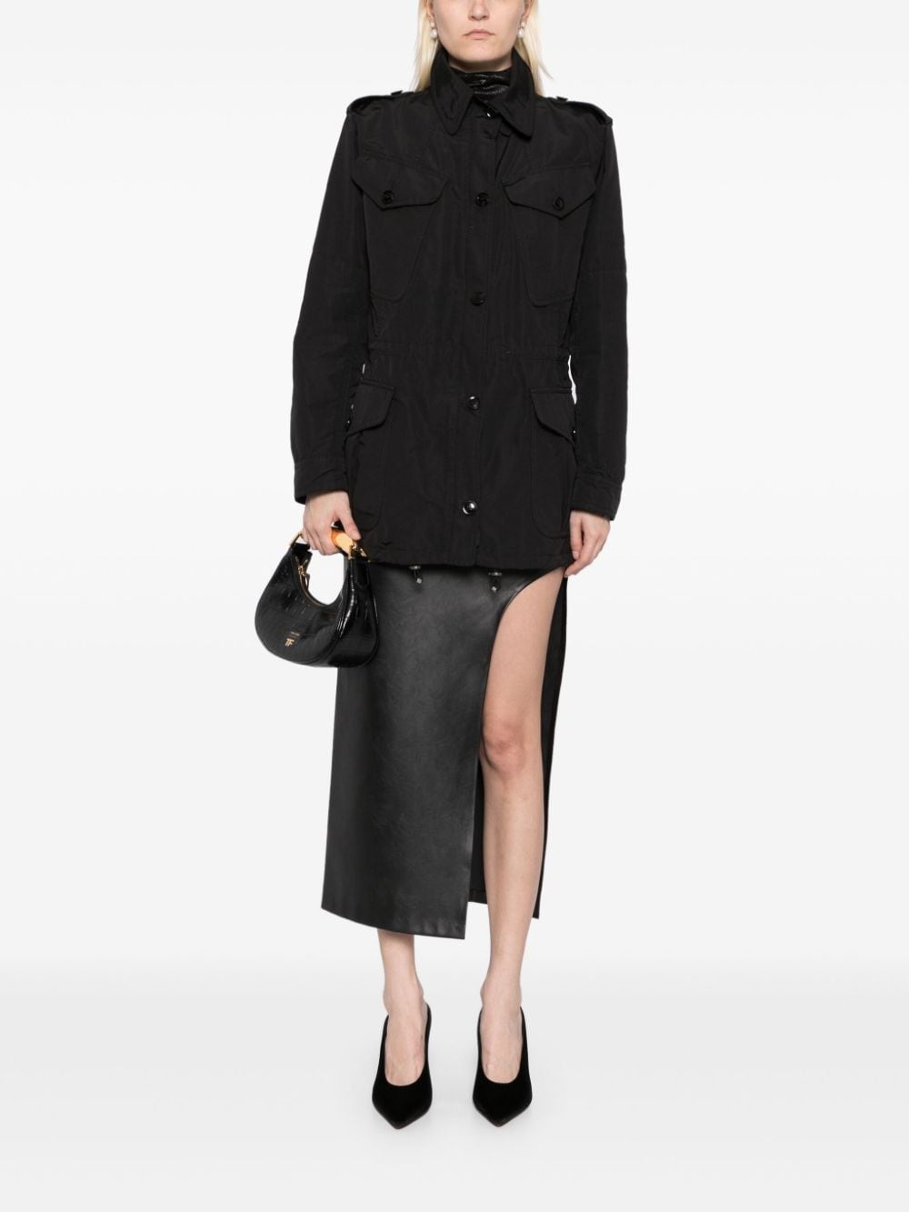 drawstring waist military jacket - 2