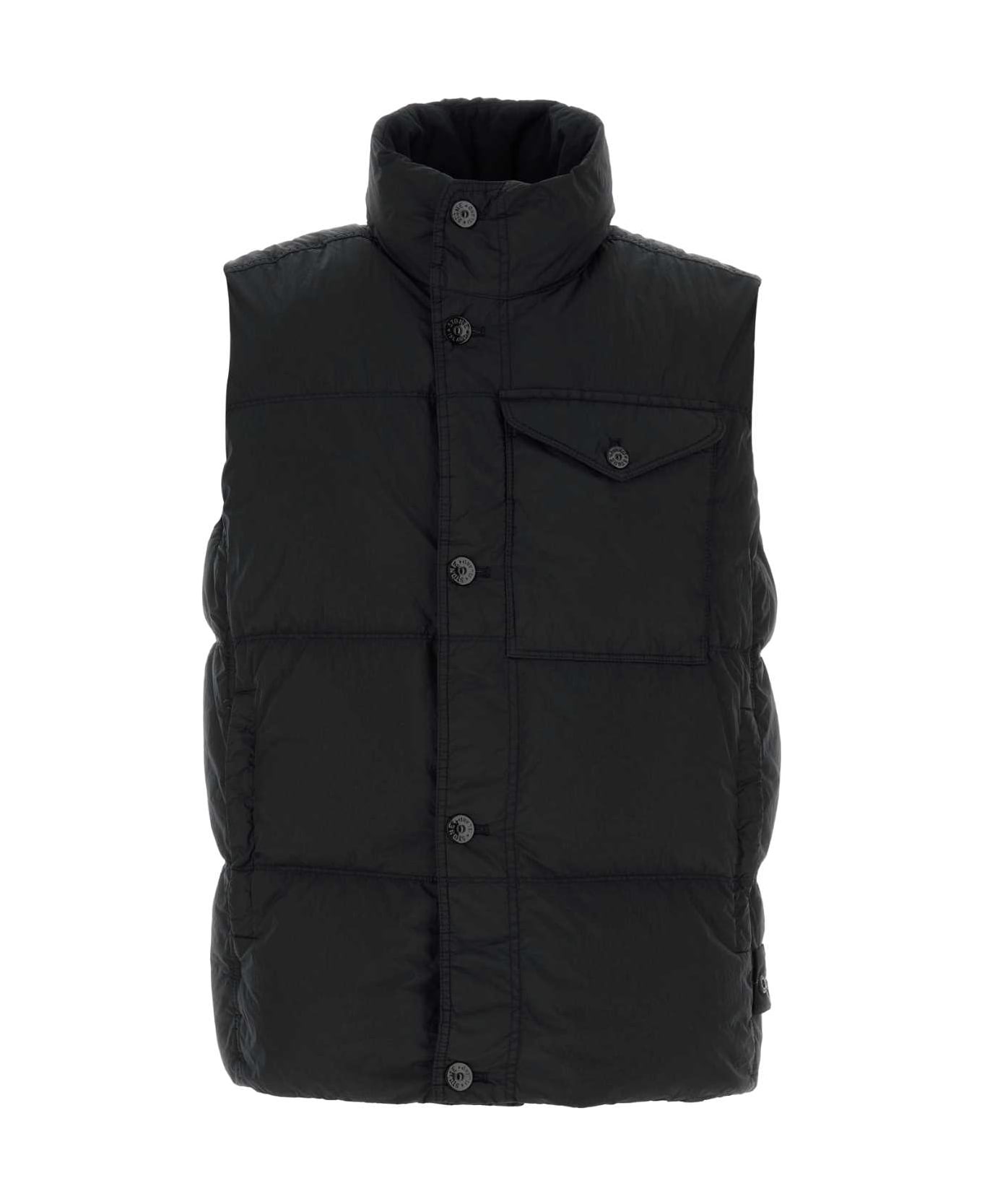 Stone Island Black Nylon Sleeveless Down Jacket | italist | REVERSIBLE