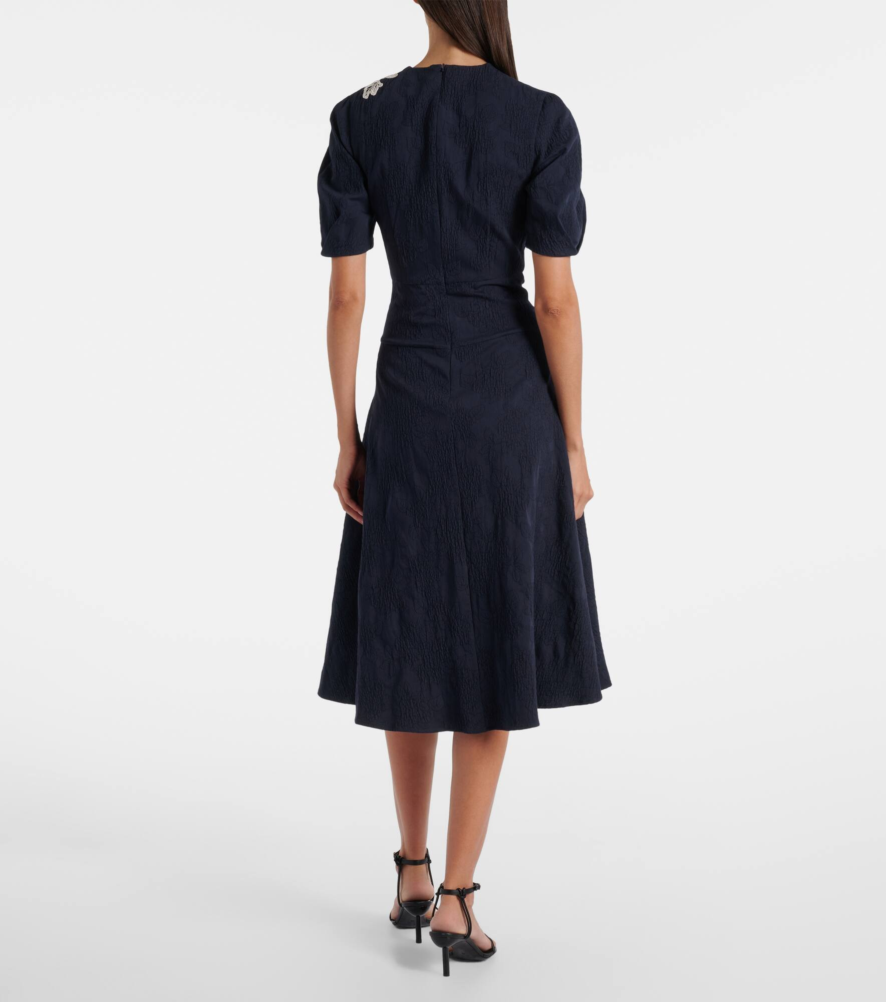 Floral cotton-blend jacquard midi dress - 3