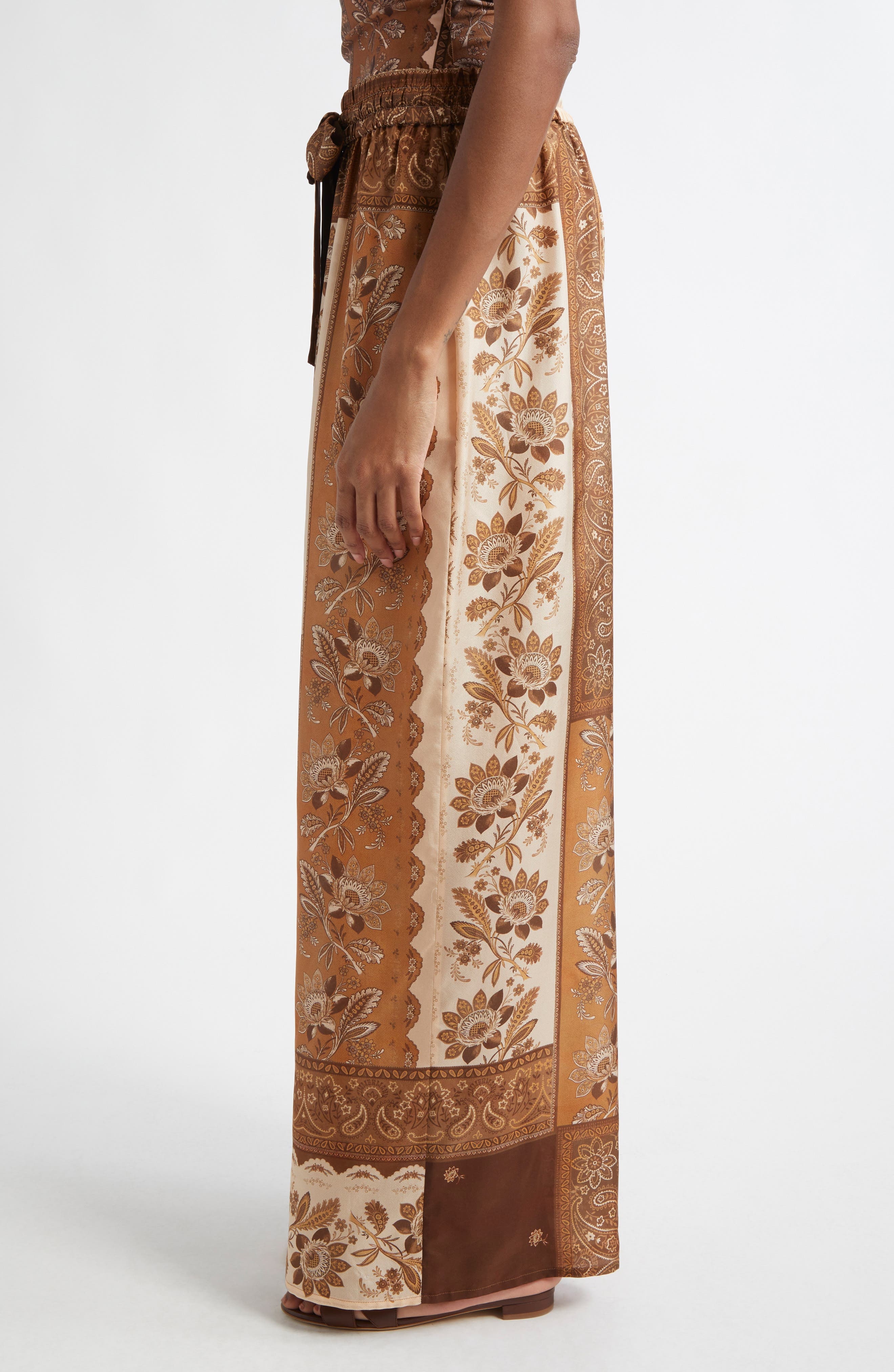 Zimmermann Lucky Relaxed Wide Leg Silk Pants in Chocolate Bandana at Nordstrom - 3
