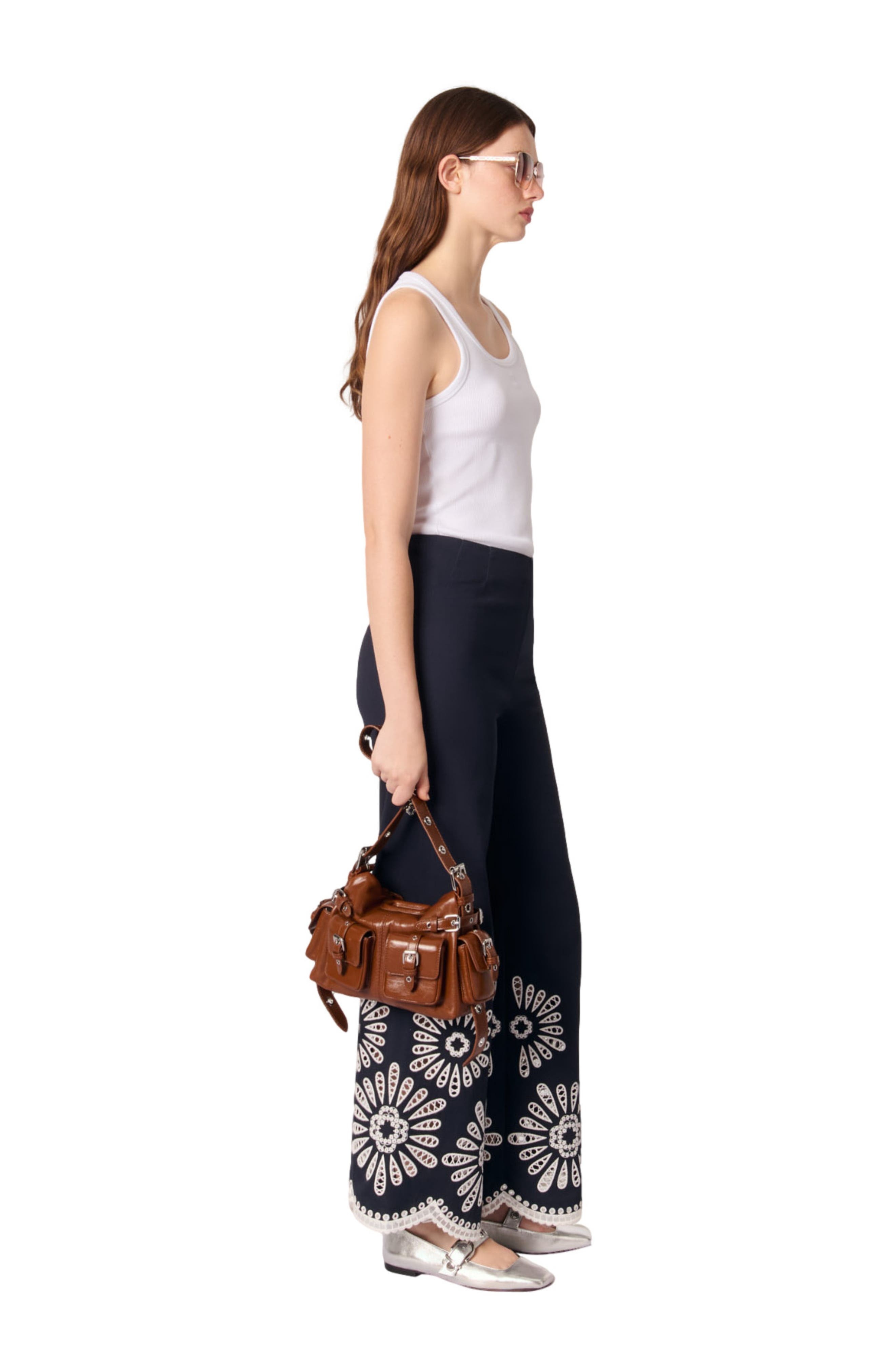 maje Trousers with crochet detail in Navy at Nordstrom - 4