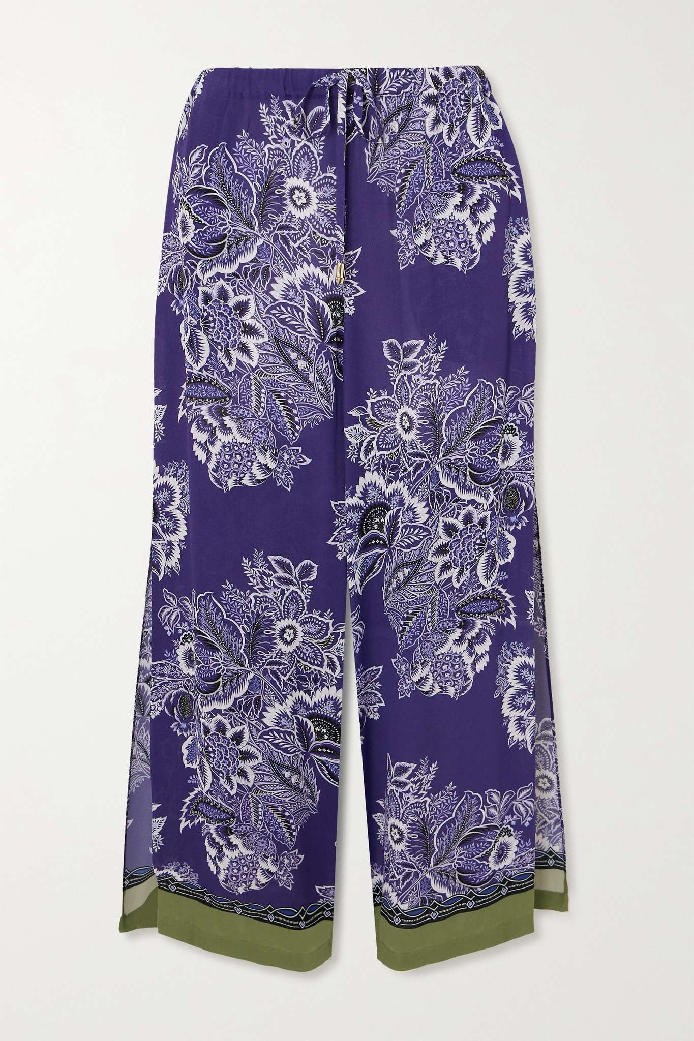 Floral-print satin wide-leg pants - 1