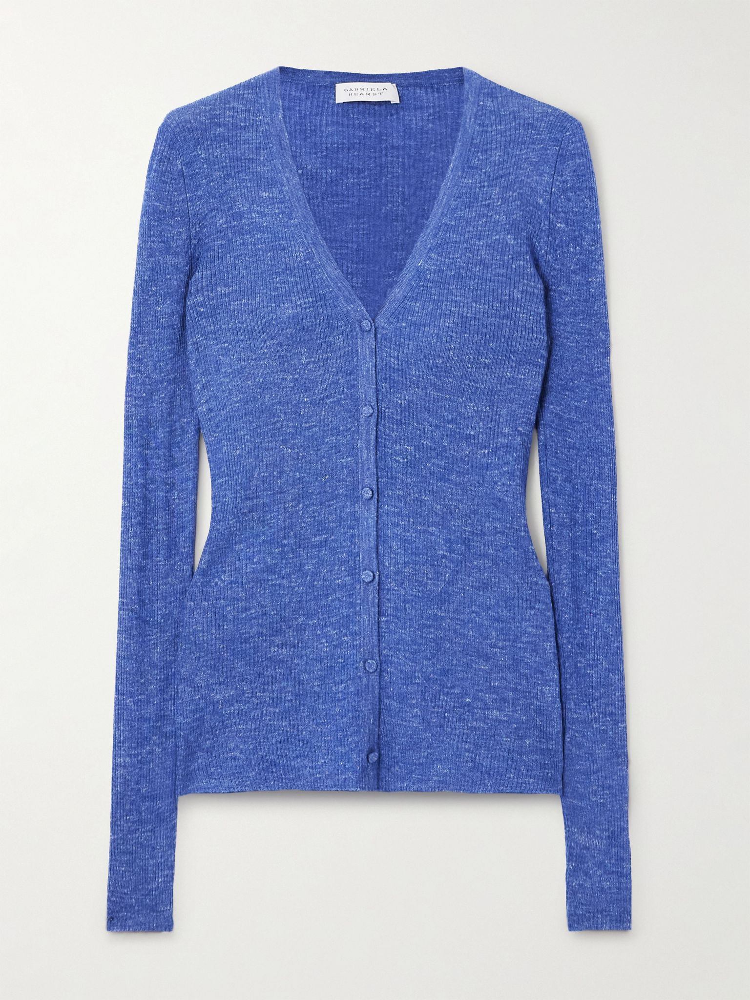 Aiste ribbed cashmere, silk and hemp-blend cardigan Cobalt blue - 1