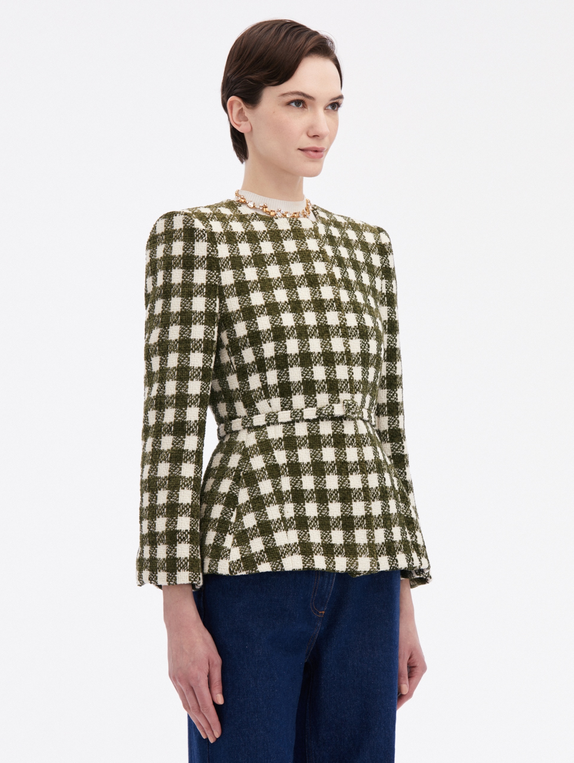 CHENILLE CHECK TWEED JACKET - 4