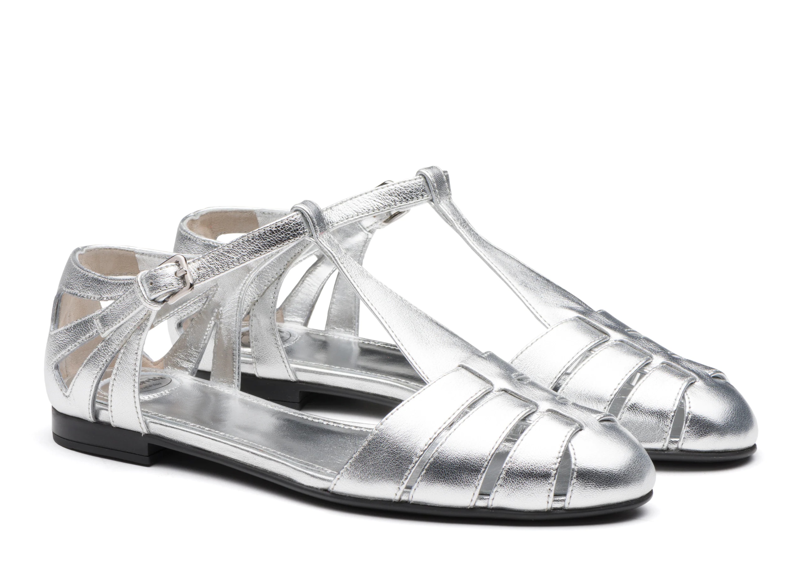 Rainbow
Metallic Nappa Leather T-Bar Sandal Silver - 2