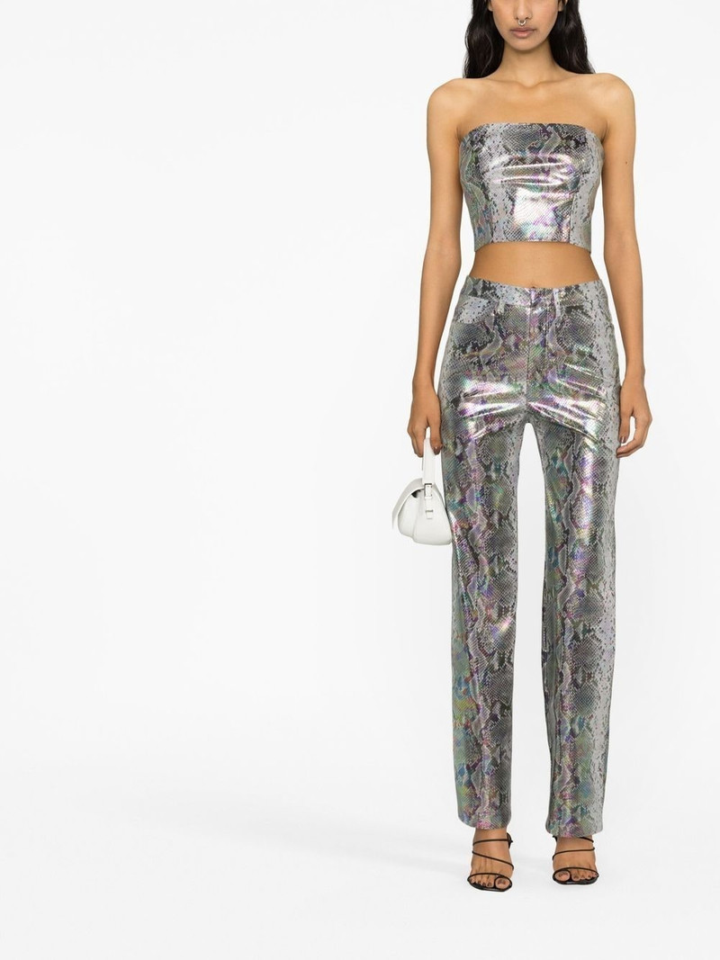 ROTATE holographic snakeskin-print trousers outlook