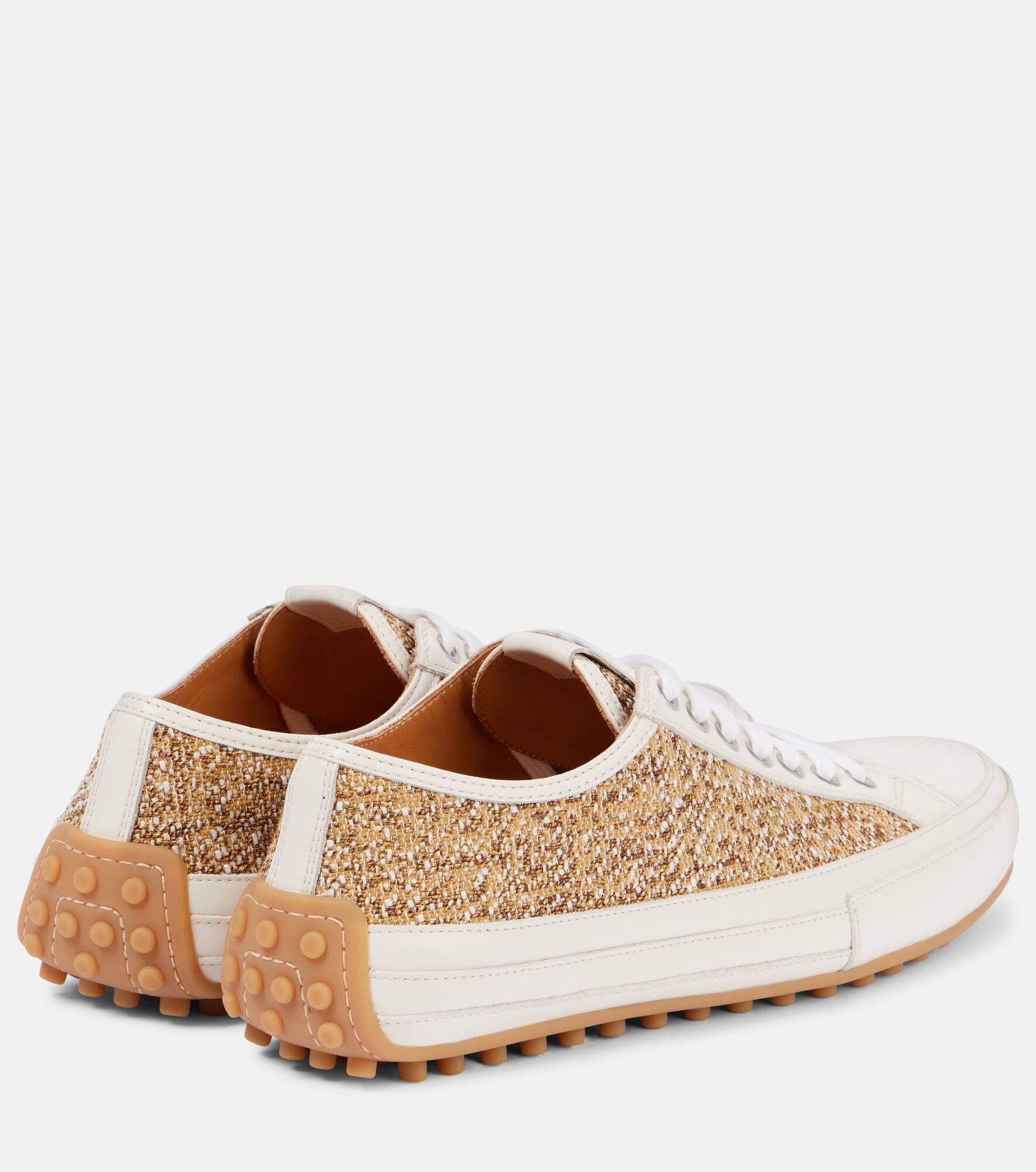Leather-trimmed tweed sneakers - 2