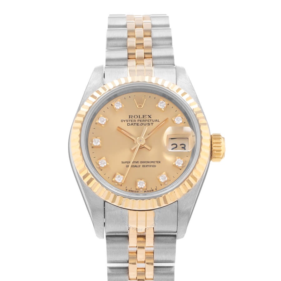 Pre-owned Rolex Datejust 26 Automatic Chronometer Diamond Champagne Dial Men's Watch 69173 CDJ - 1