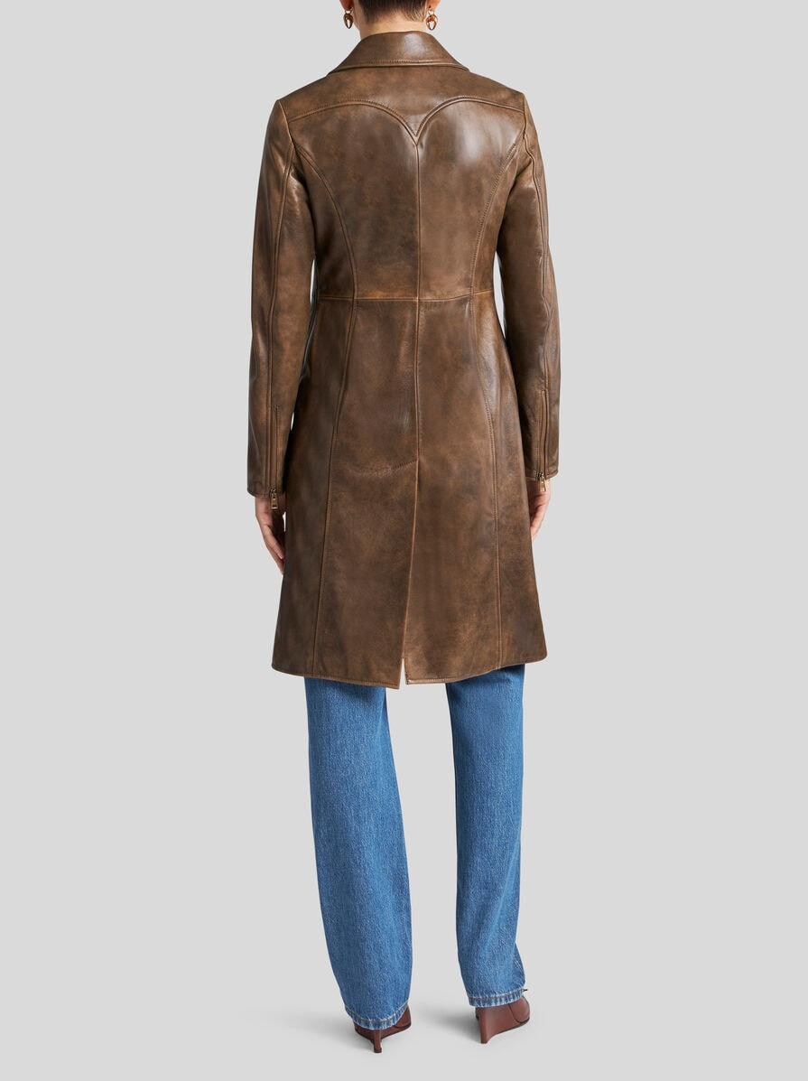 LEATHER COAT WITH INLAYS - 5