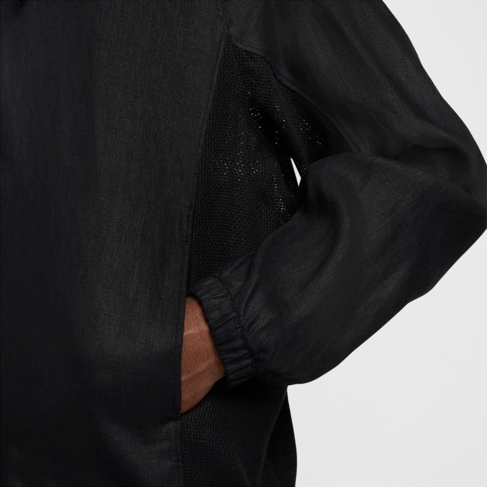 Nike x Stussy Linen Jacket Hoodie 'Black White' FZ5751-010 - 4