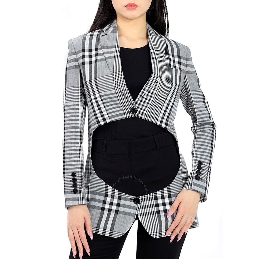 Burberry Ladies Check Single-breasted Technical Blazer - 3
