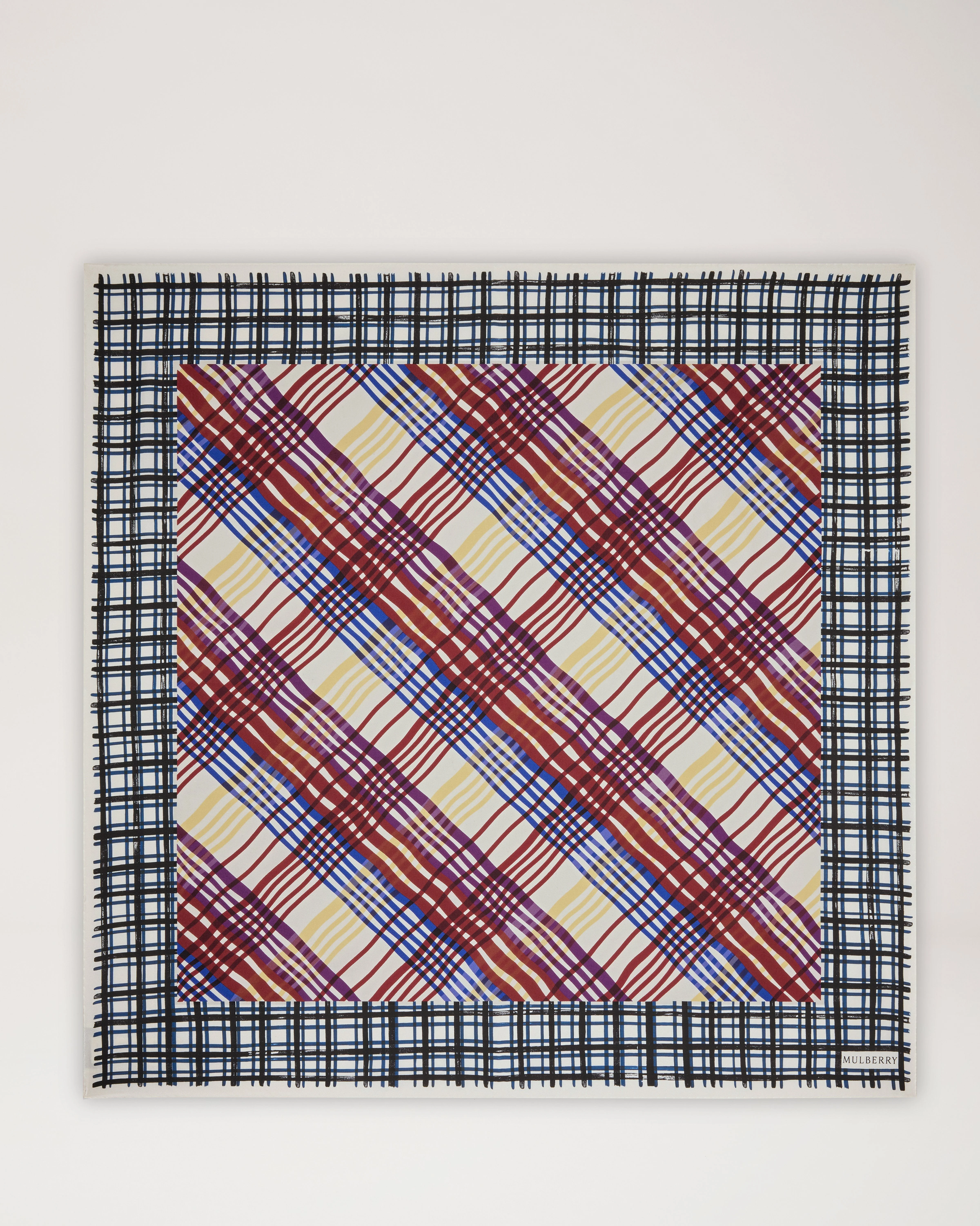 Large Square Scarf - Carnival Check Multicolour Silk Twill - 1