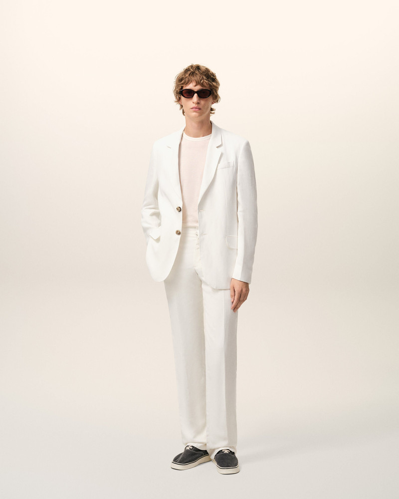 AMI Paris WHITE BLENDED LINEN SINGLE BREASTED STRAIGHT JACKET outlook