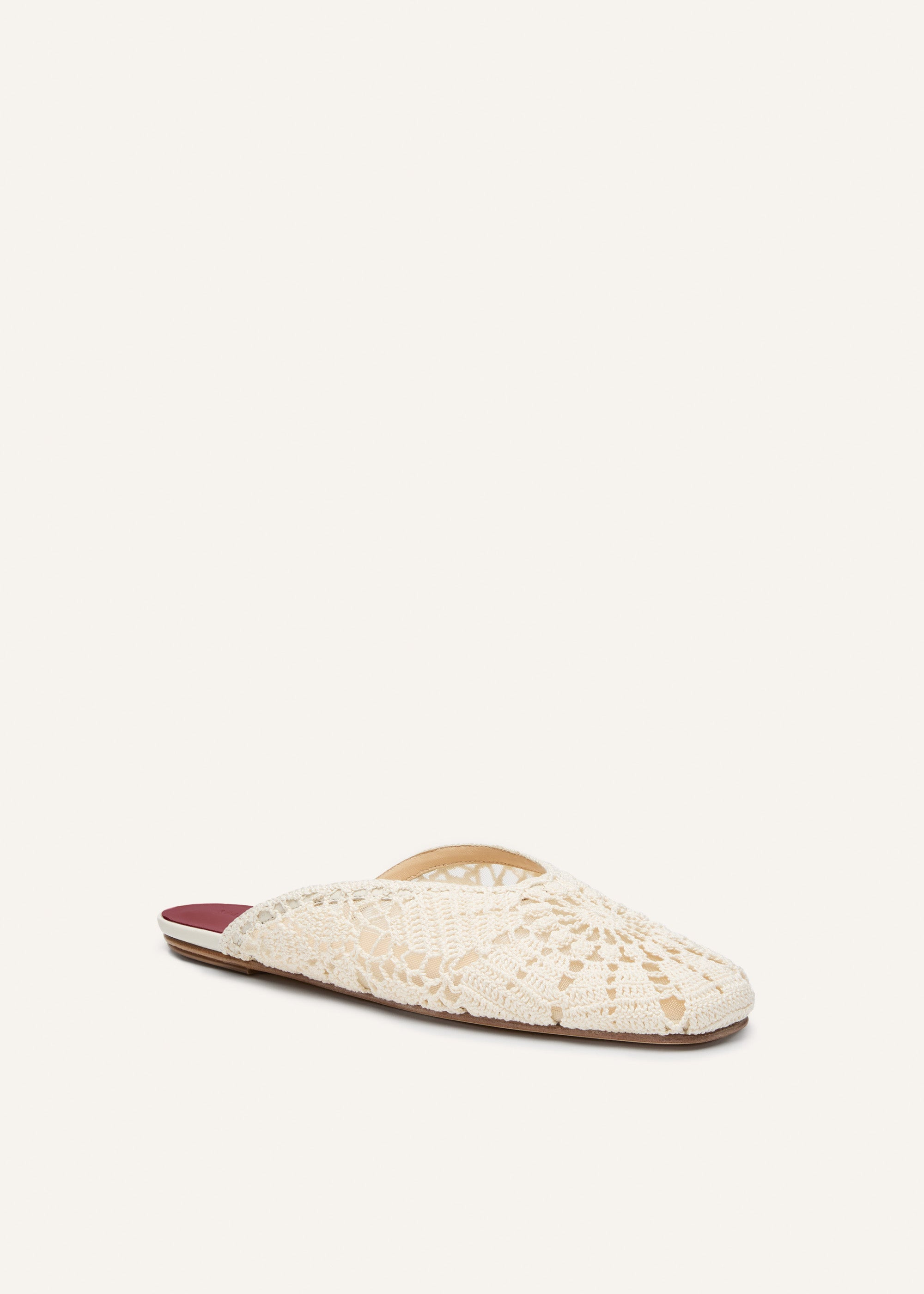 Crochet flat mules in cream - 2
