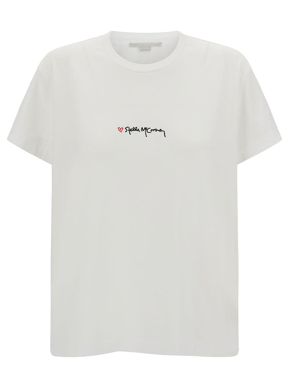 Stella Mccartney Women White Crewneck T-Shirt With Embroidered Logo At The Front In Cotton Woman - 1