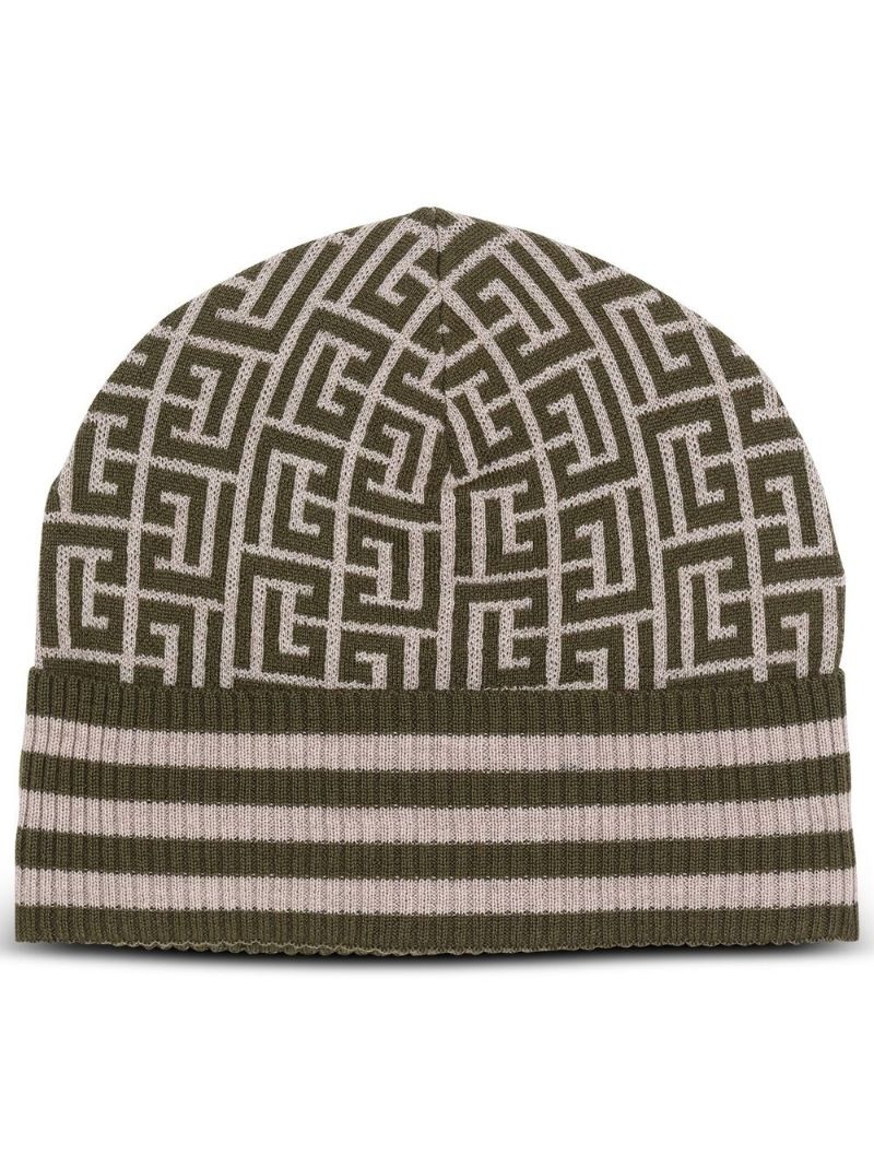 monogram wool beanie - 1