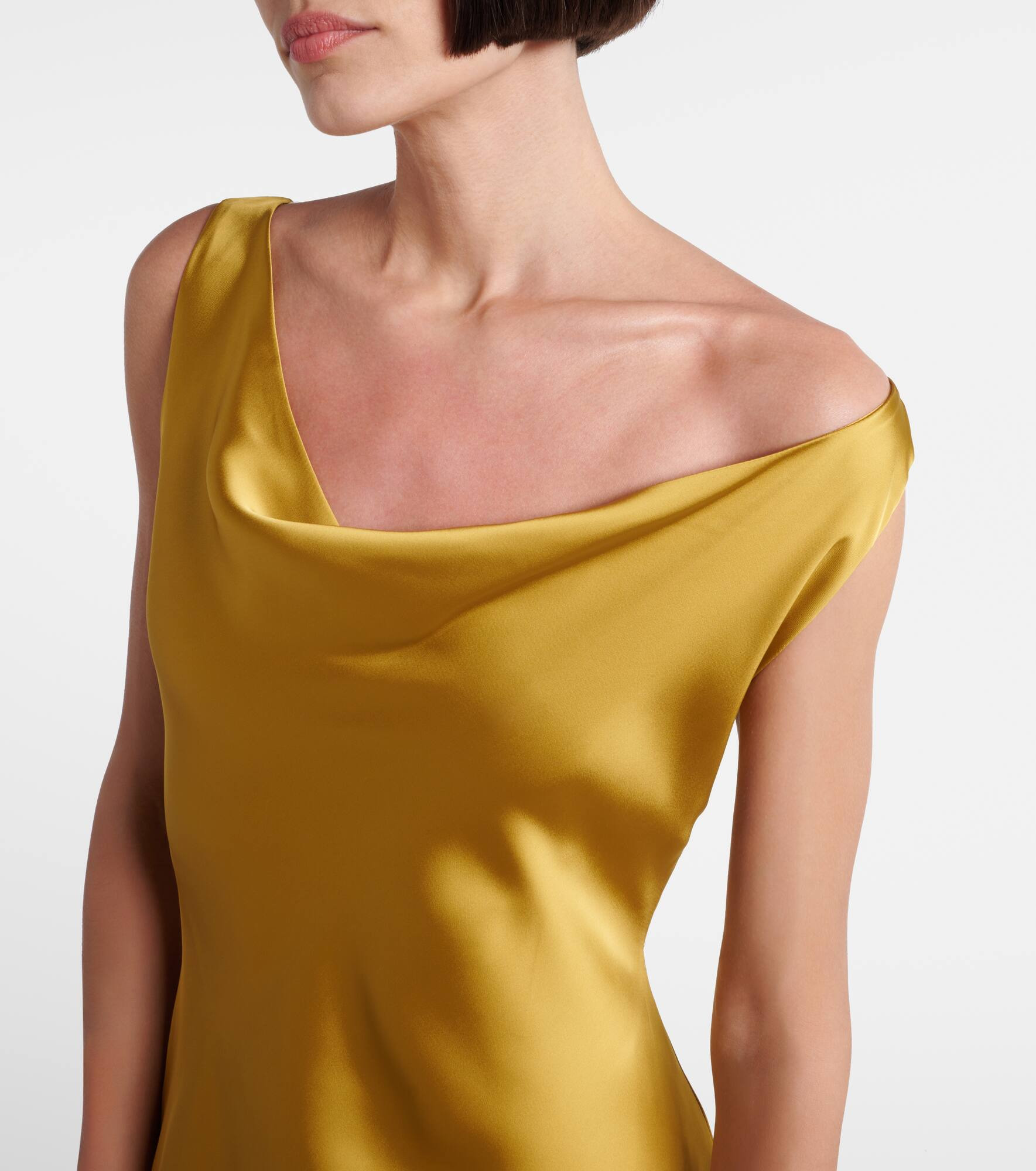 Maria asymmetric crêpe satin gown - 4