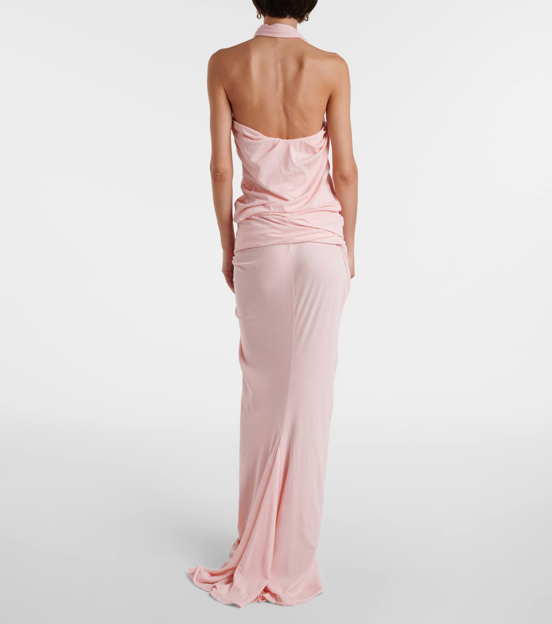 Draped cotton-blend jersey maxi dress - 3