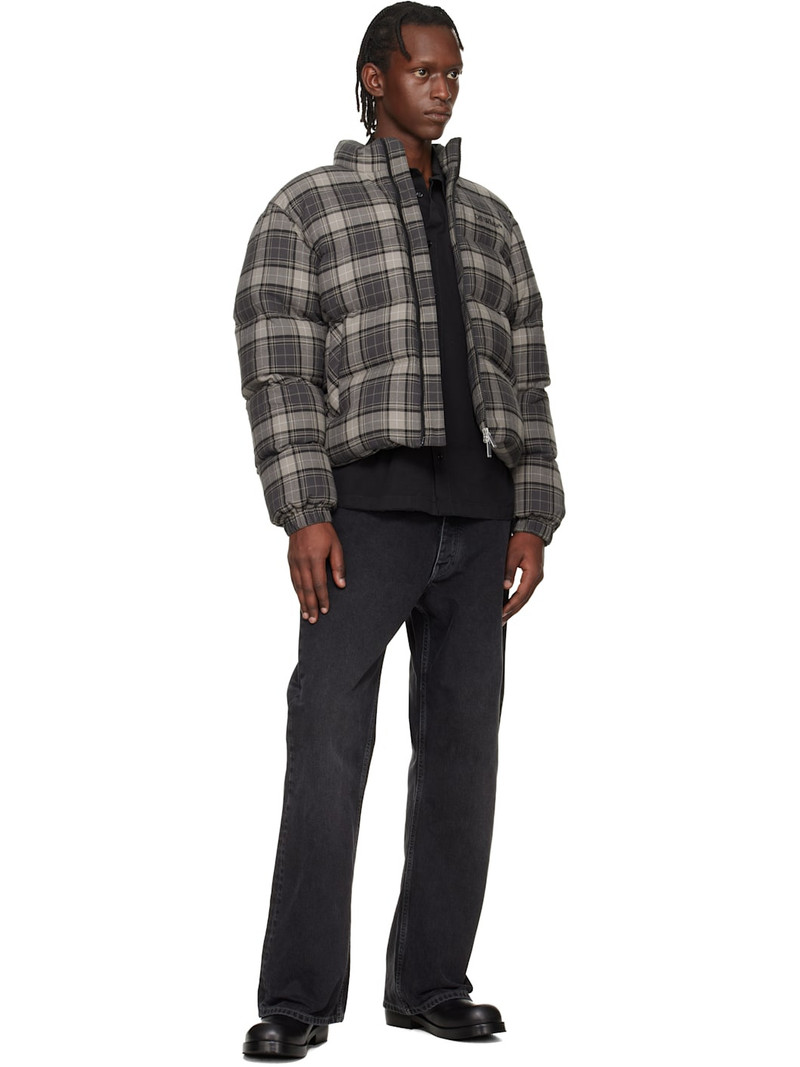 Off-White Gray Spray Arrow Check Flannel Down Jacket outlook