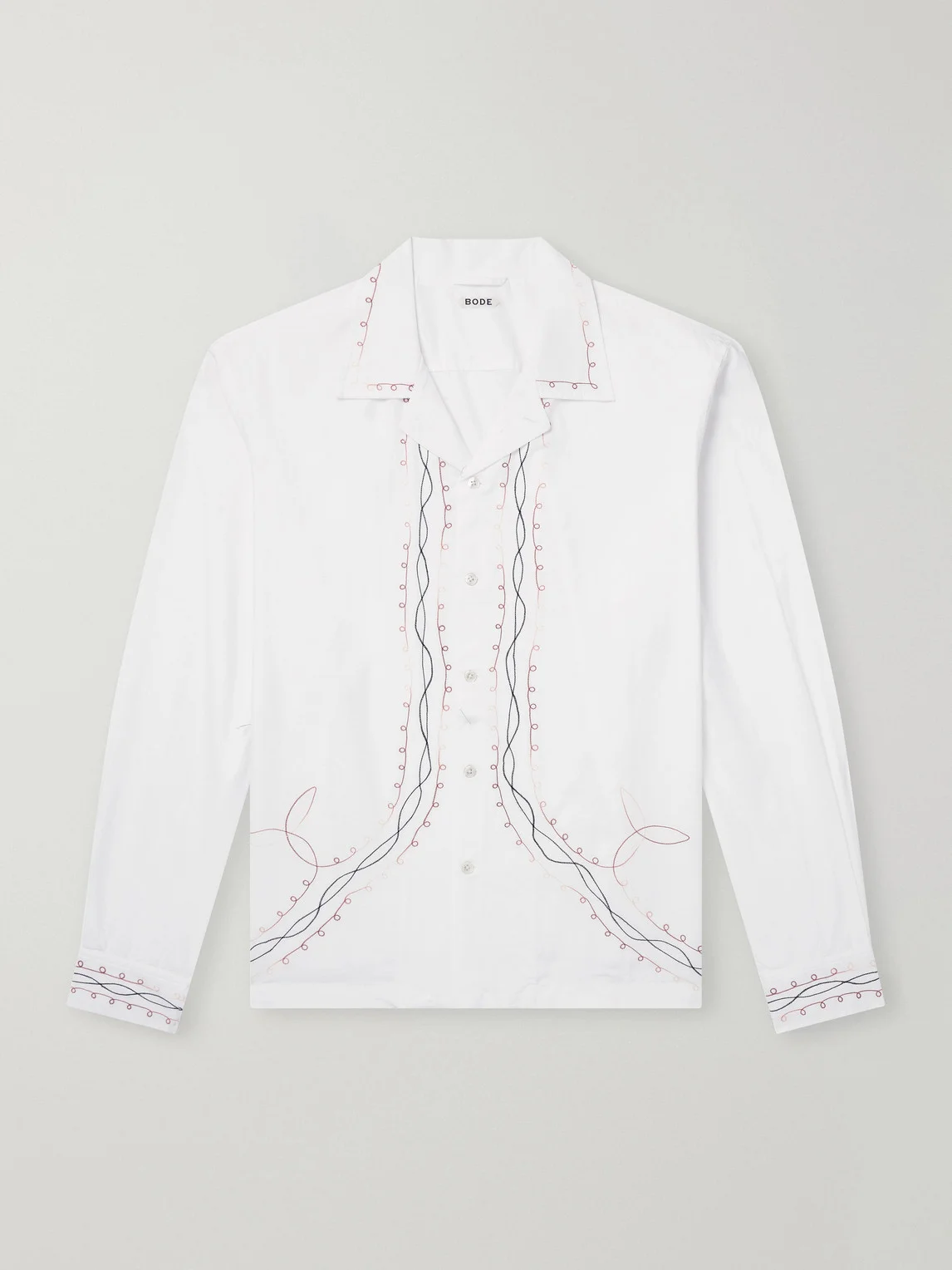 Camp-Collar Embroidered Cotton-Poplin Shirt - 1