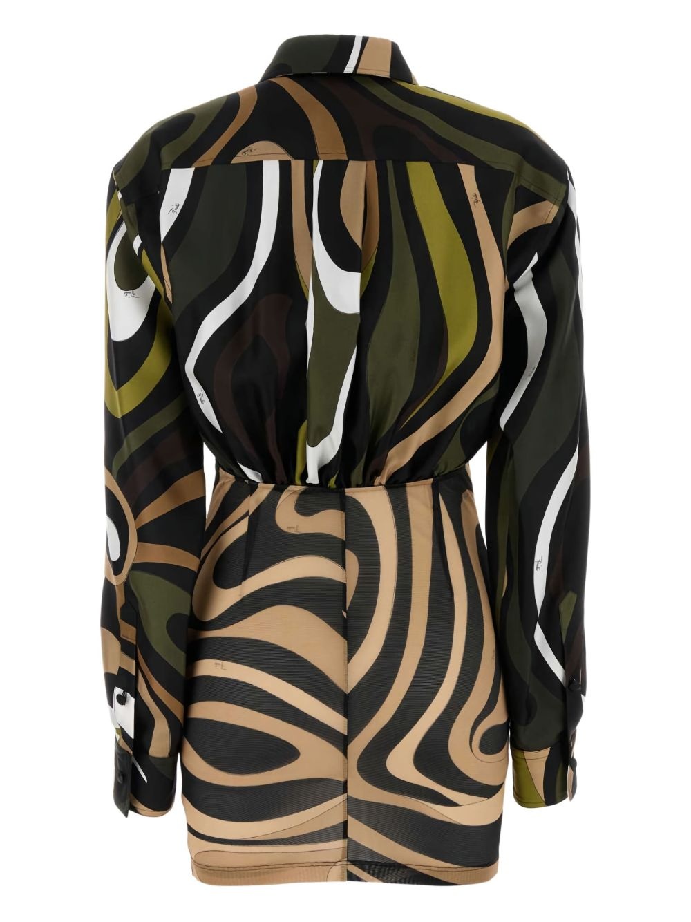 abstract print cinched shirt dress - 2